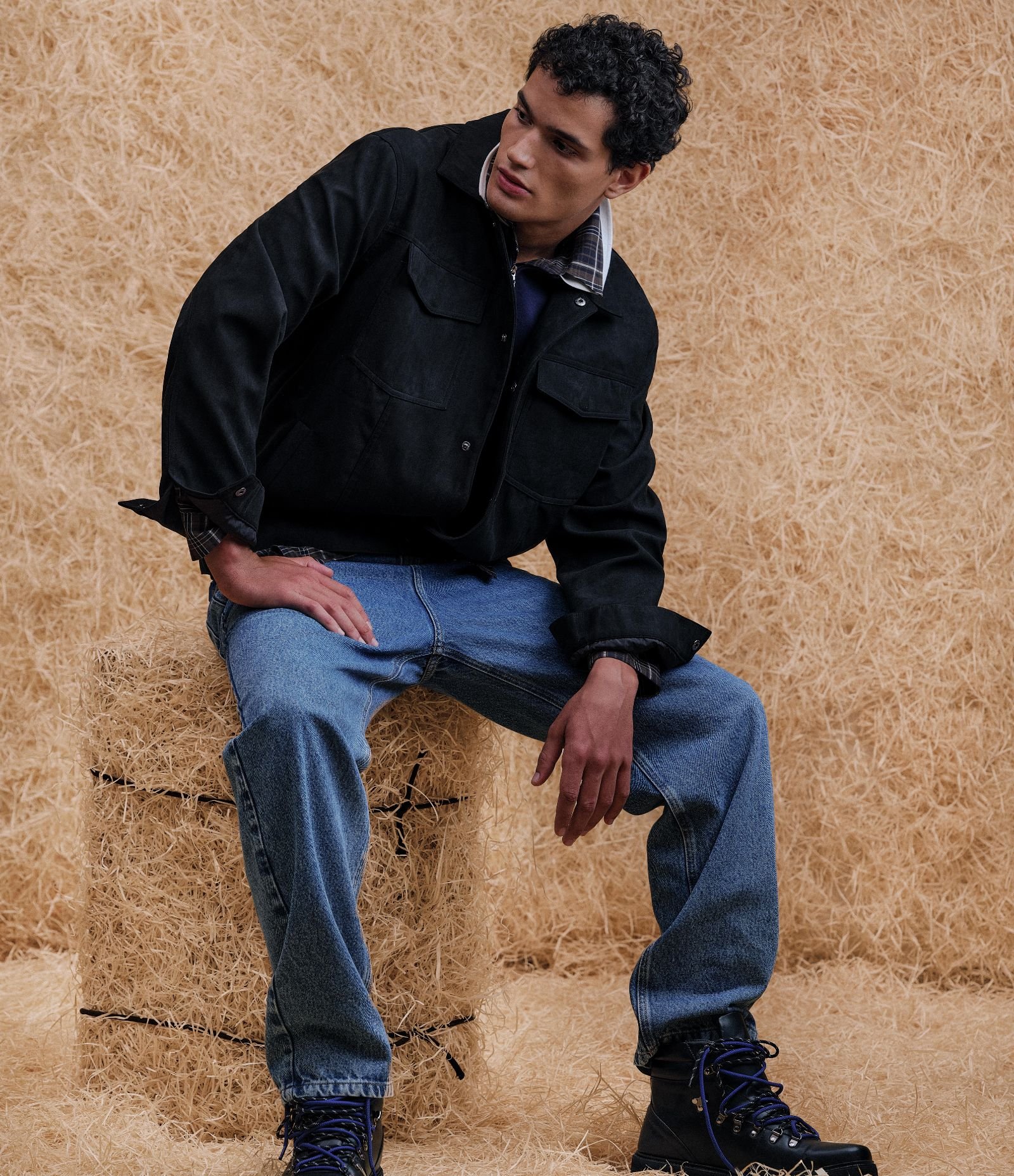 Calça Baggy em Jeans Vintage Azul Médio 1