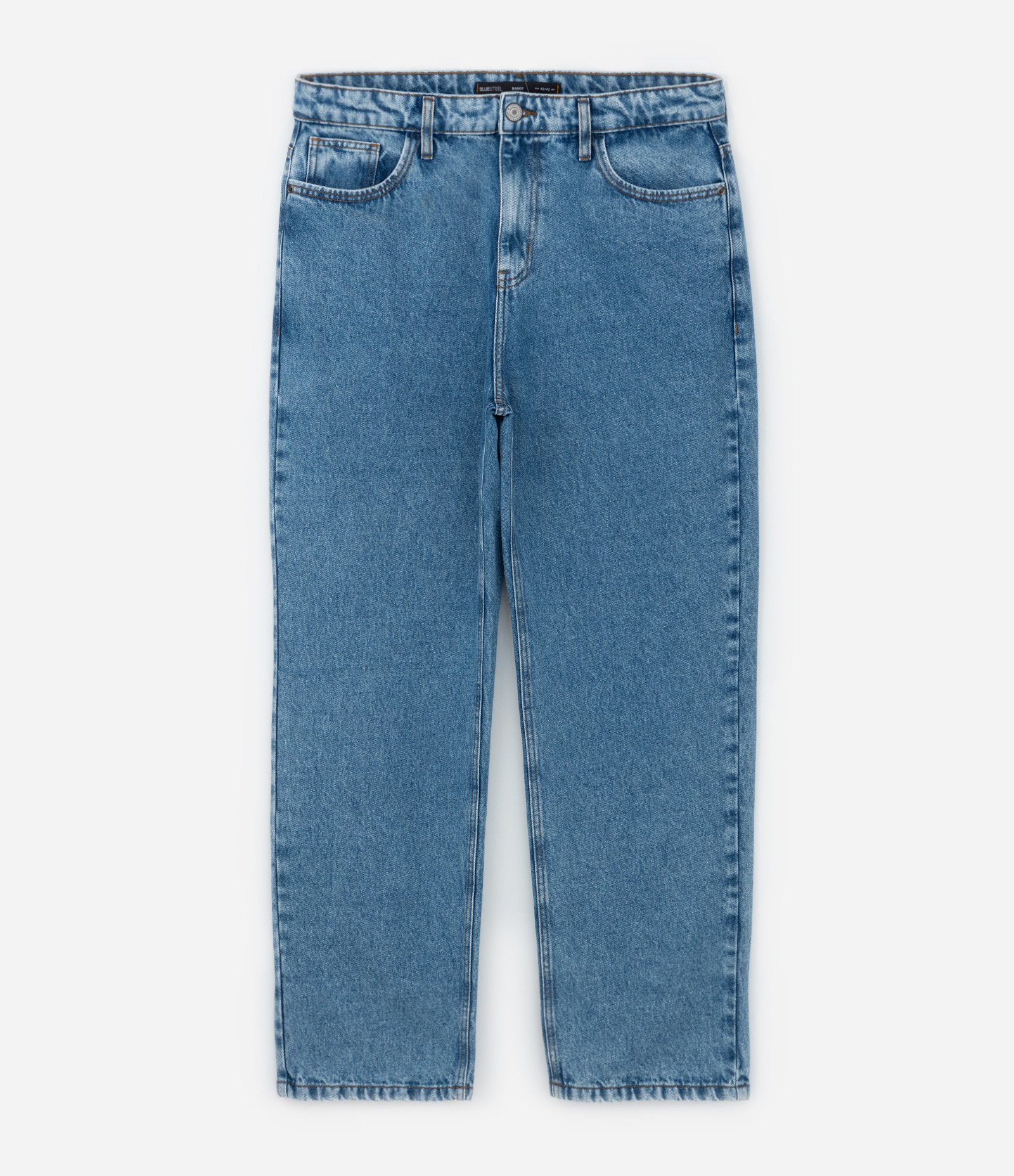 Calça Baggy em Jeans Vintage Azul Médio 5