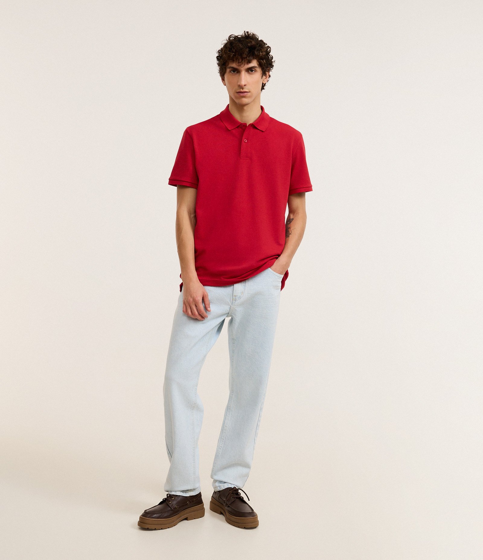 Camisa Polo Comfort em Algodão Peruano Vermelho 2