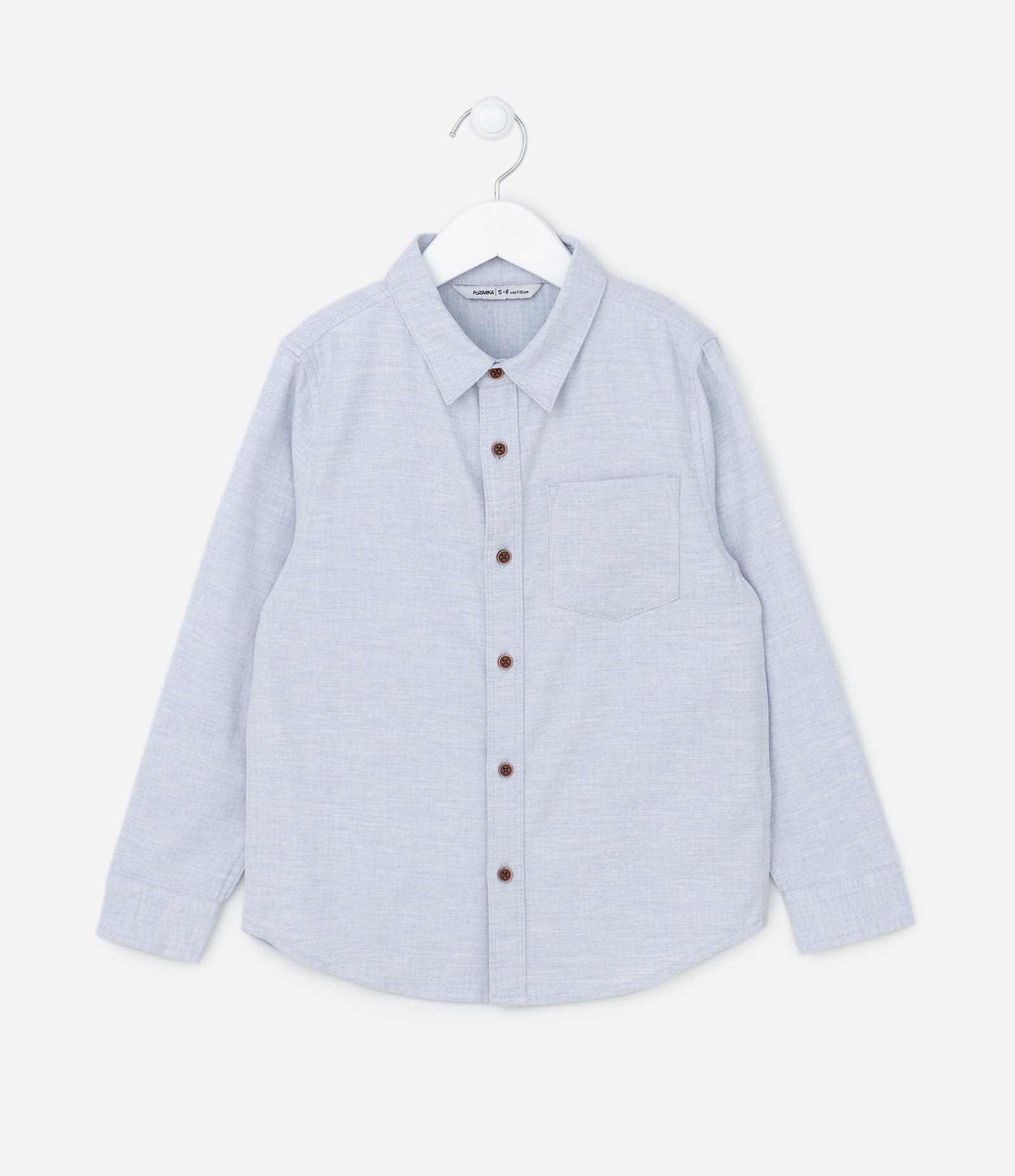 Camisa Infantil em Tricoline com Bolsinho - Tam 5 a 14 anos Cinza Mescla 1