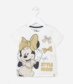 Camiseta Infantil com Estampa da Minnie com Glitter - Tam 2 a 6 anos