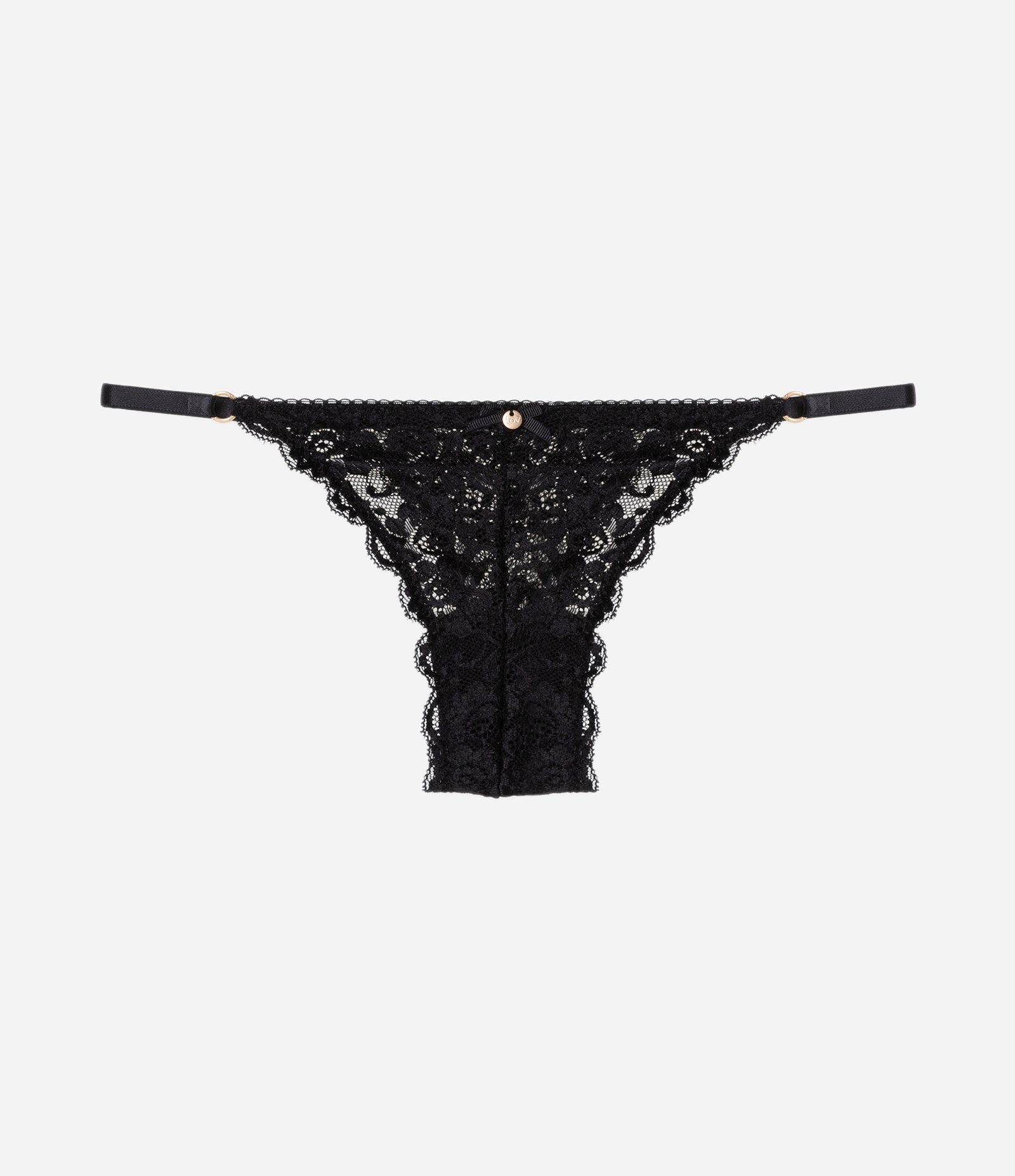 Calcinha String Fio em Renda Floral Preto 5