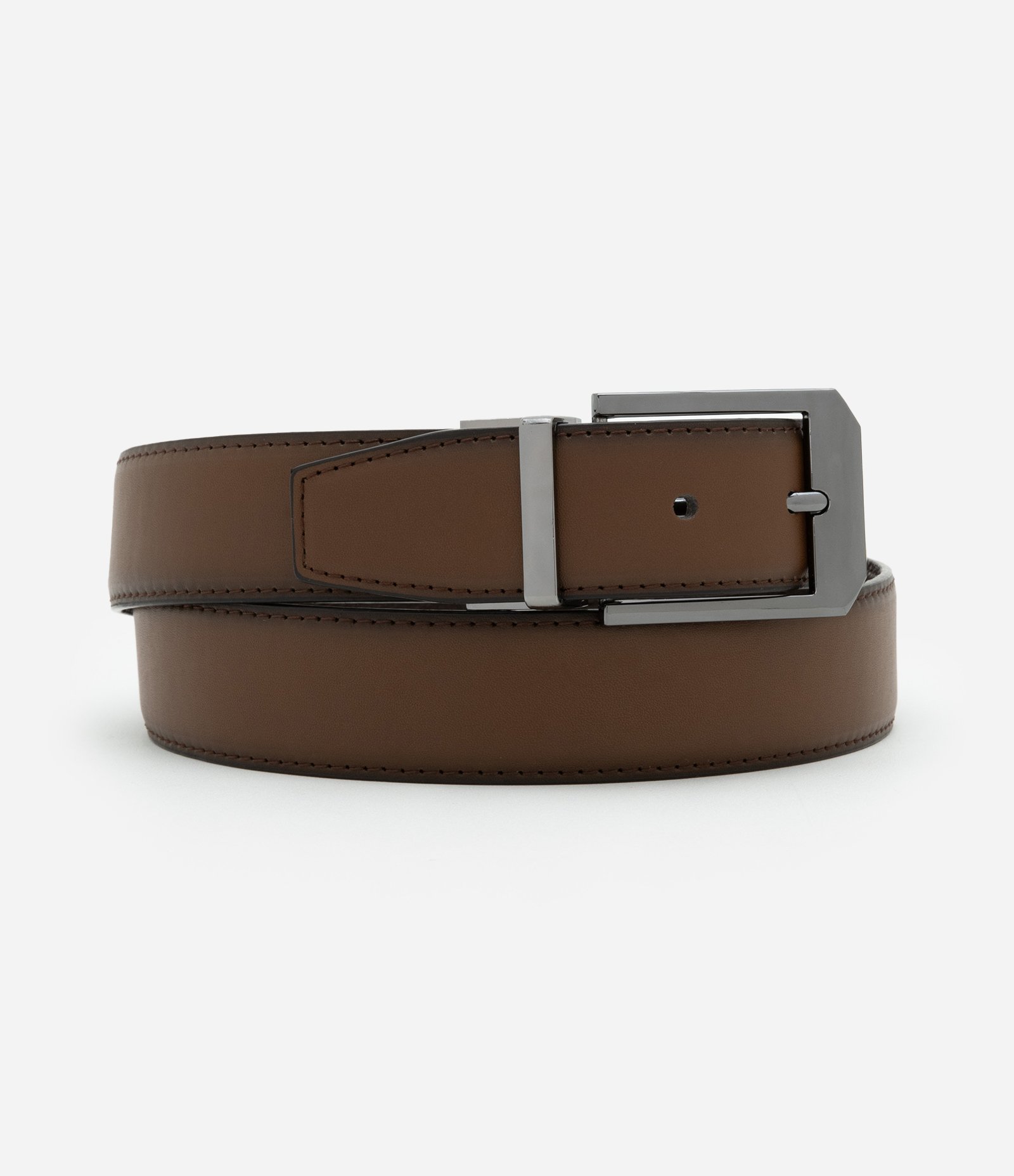 Cinto Básico Reversível com Fivela Quadrada Marrom 8