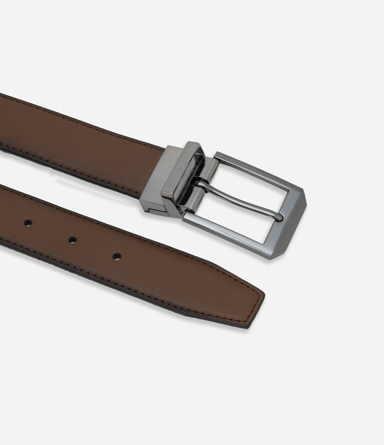 Cinto Básico Reversível com Fivela Quadrada Marrom 9