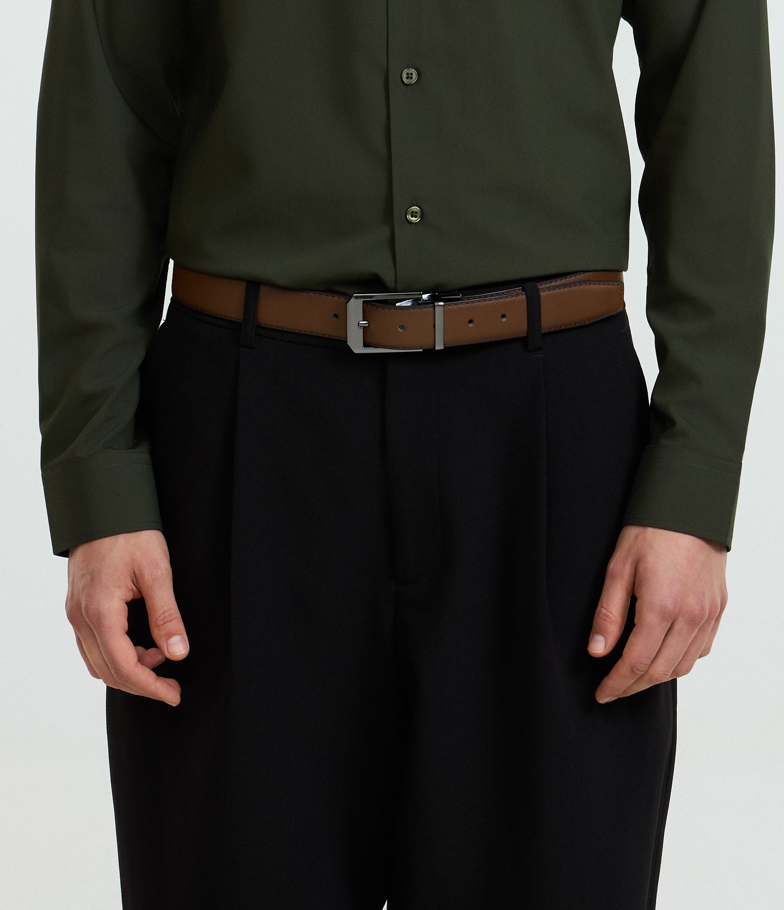 Cinto Básico Reversível com Fivela Quadrada Marrom 6