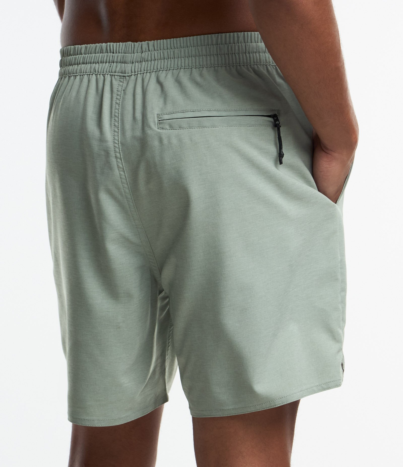 Bermuda Mescla com Cós Elástico e Amarração Cinza Esverdeado 3