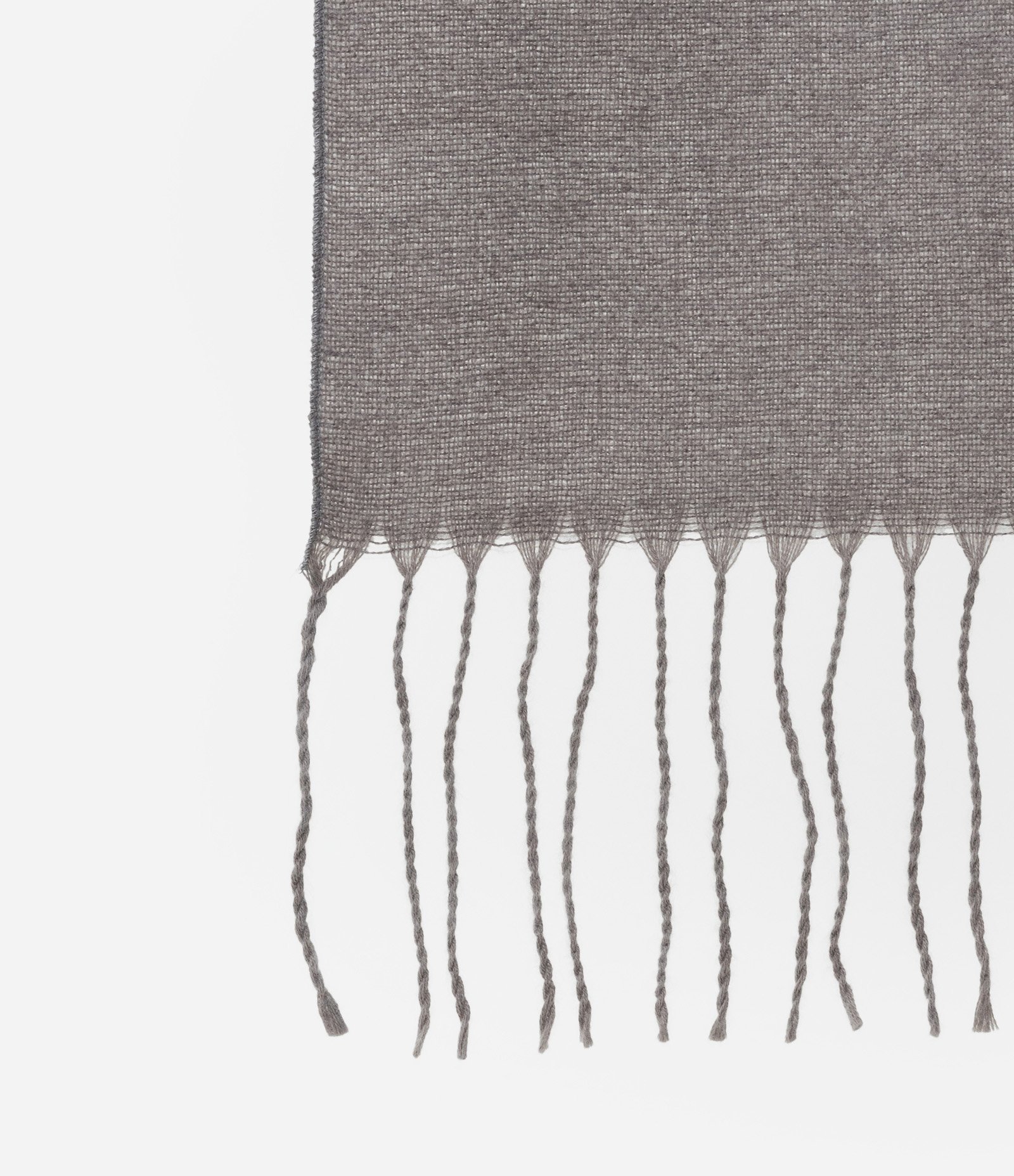 Cachecol Dupla Face em Tricô com Franjas nas Pontas Cinza 7