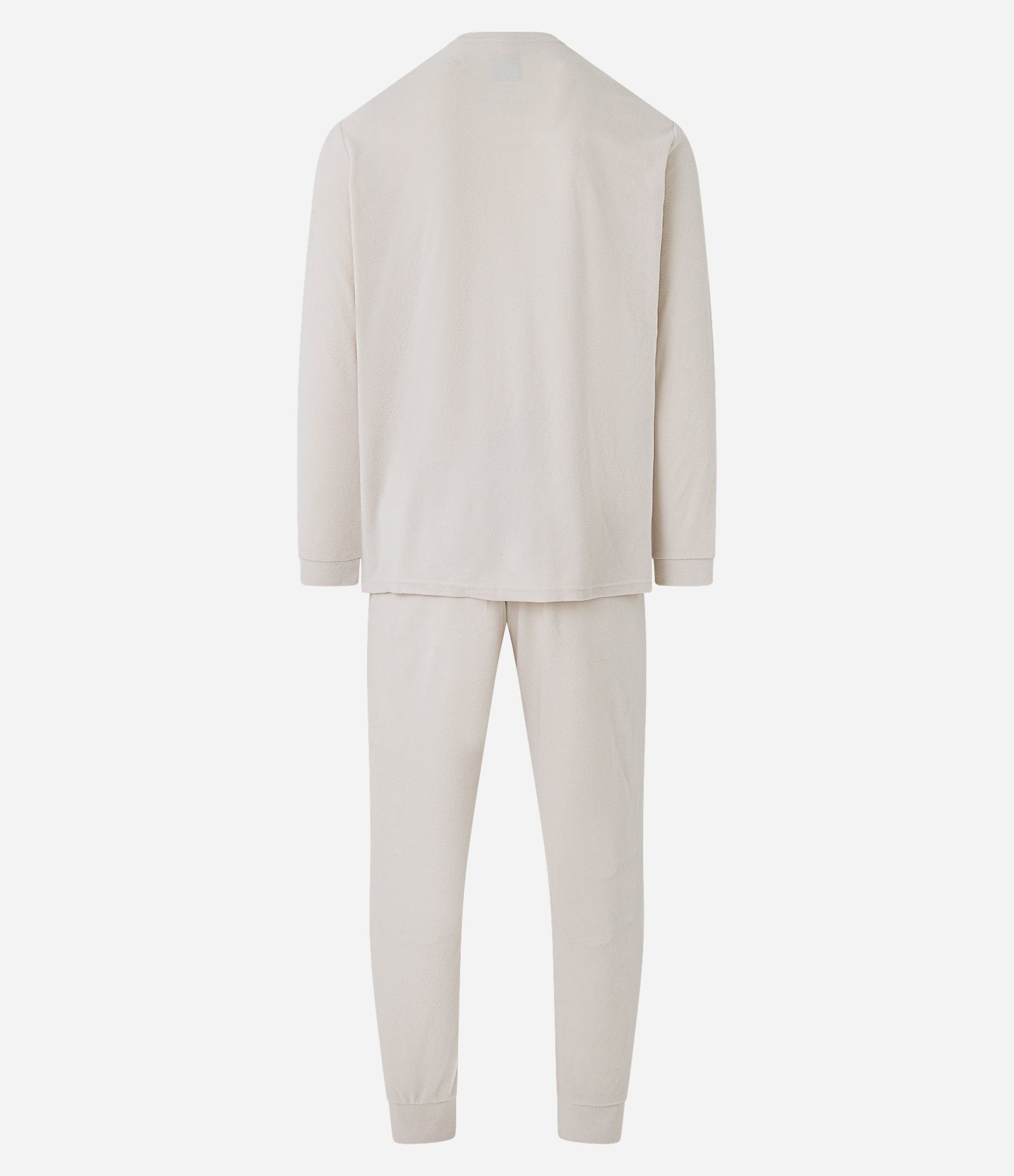 Pijama Longo em Fleece com Textura e Manga Longa Bege 7