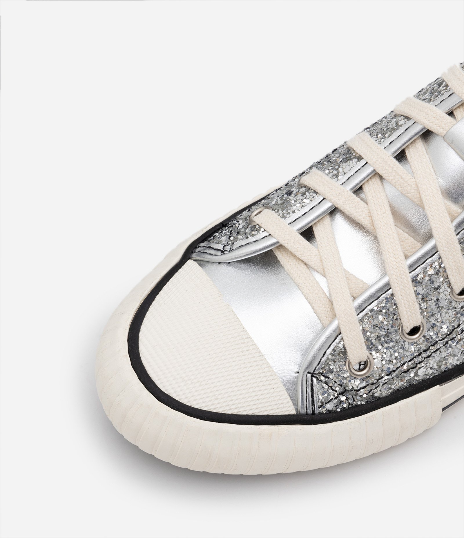 Tênis Cano Alto com Glitter e Cadarço Prata 4