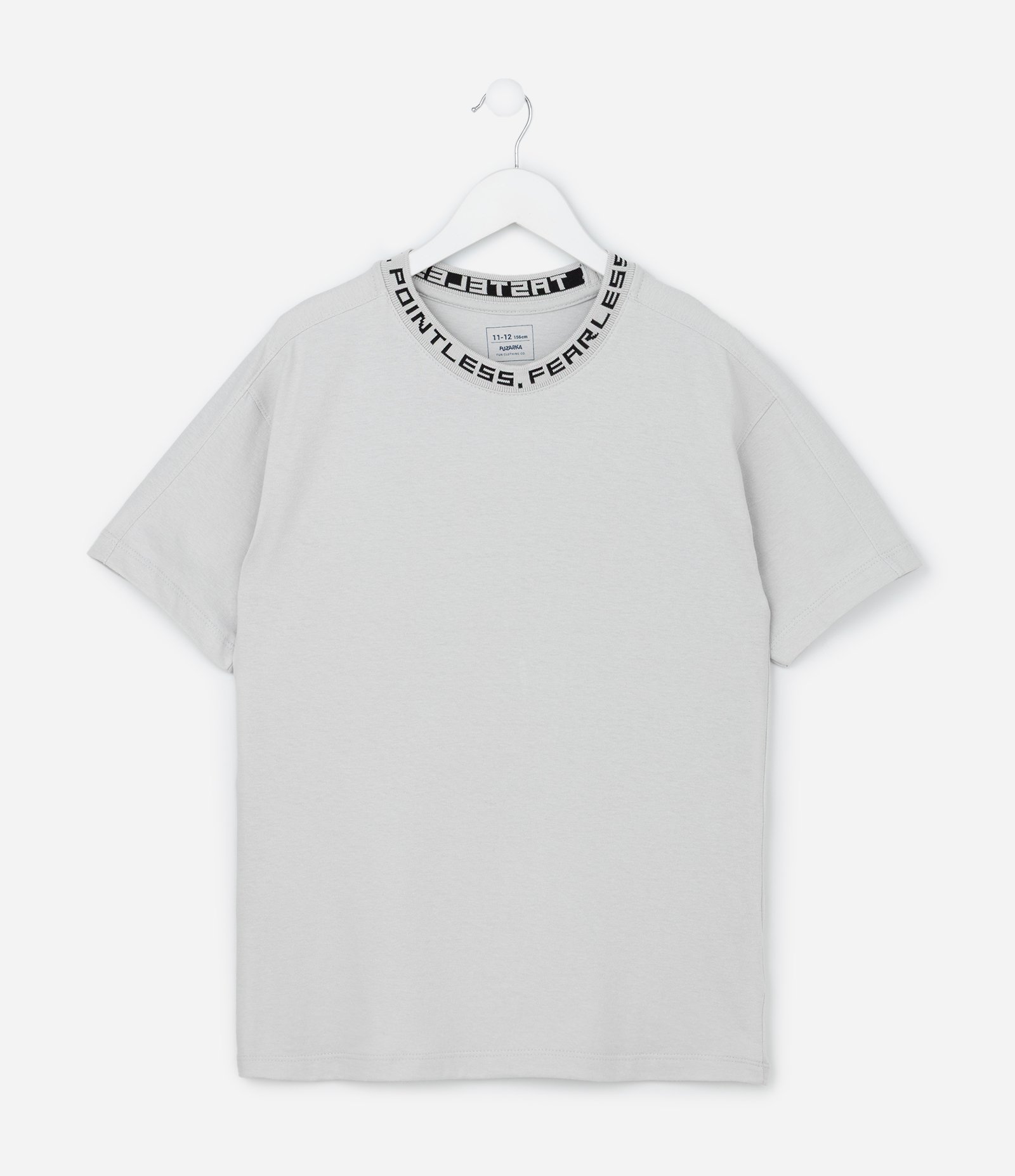 Camiseta Infantil com Lettering na Gola - Tam 5 a 14 Anos Cinza 2