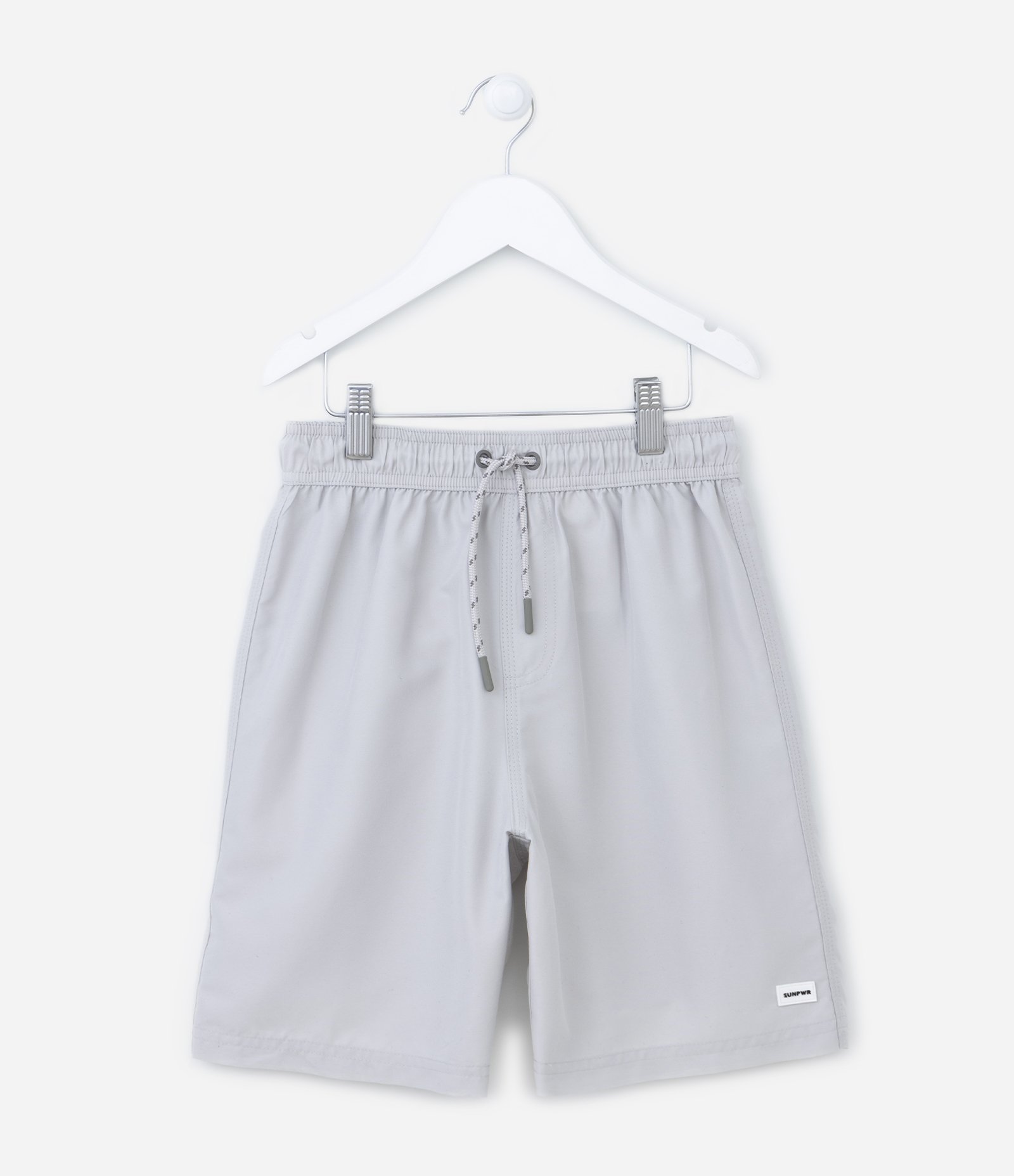 Bermuda de Banho Infantil com Etiqueta Emborrachada - Tam 5 a 14 anos Cinza Claro 1