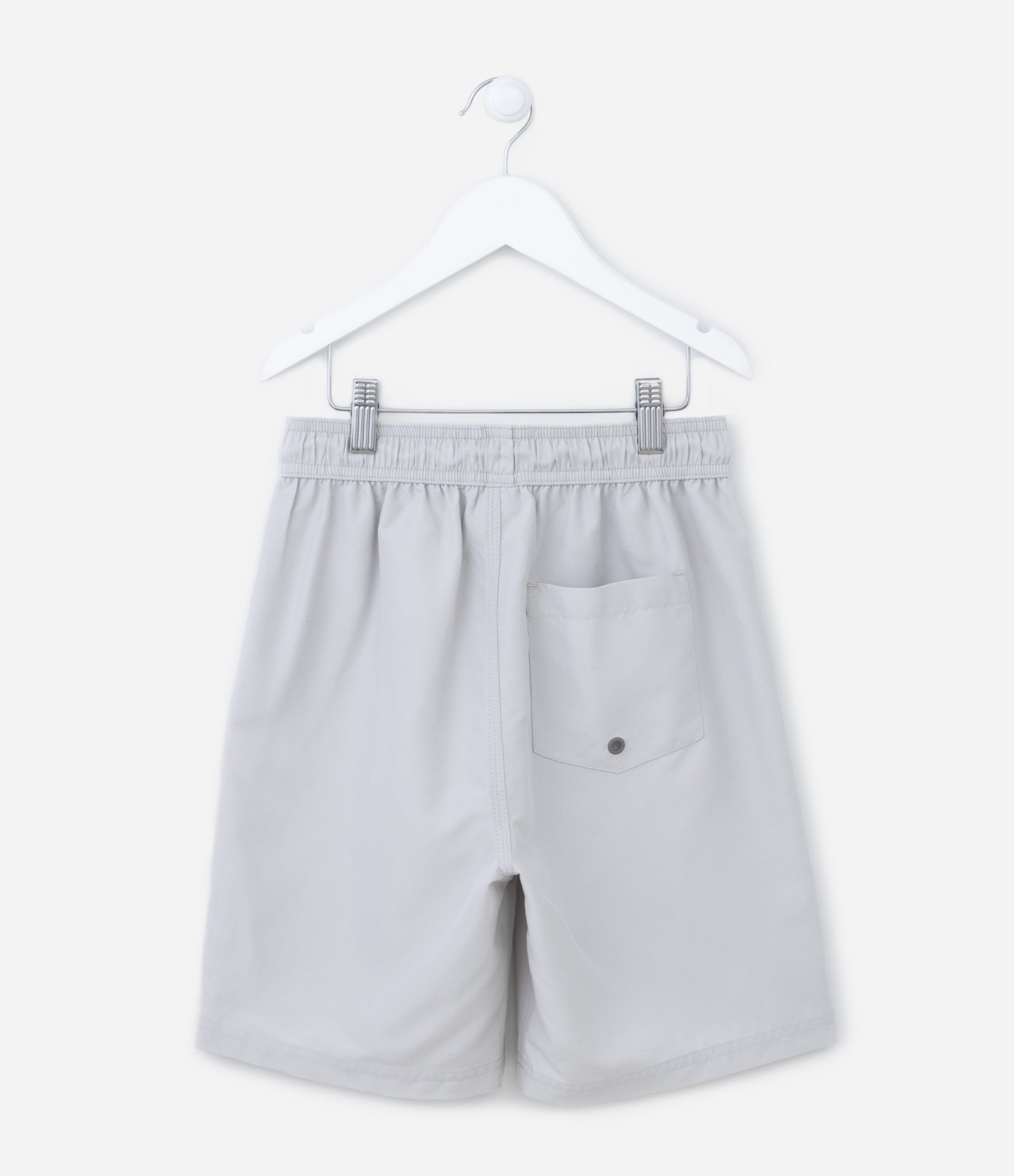 Bermuda de Banho Infantil com Etiqueta Emborrachada - Tam 5 a 14 anos Cinza Claro 2