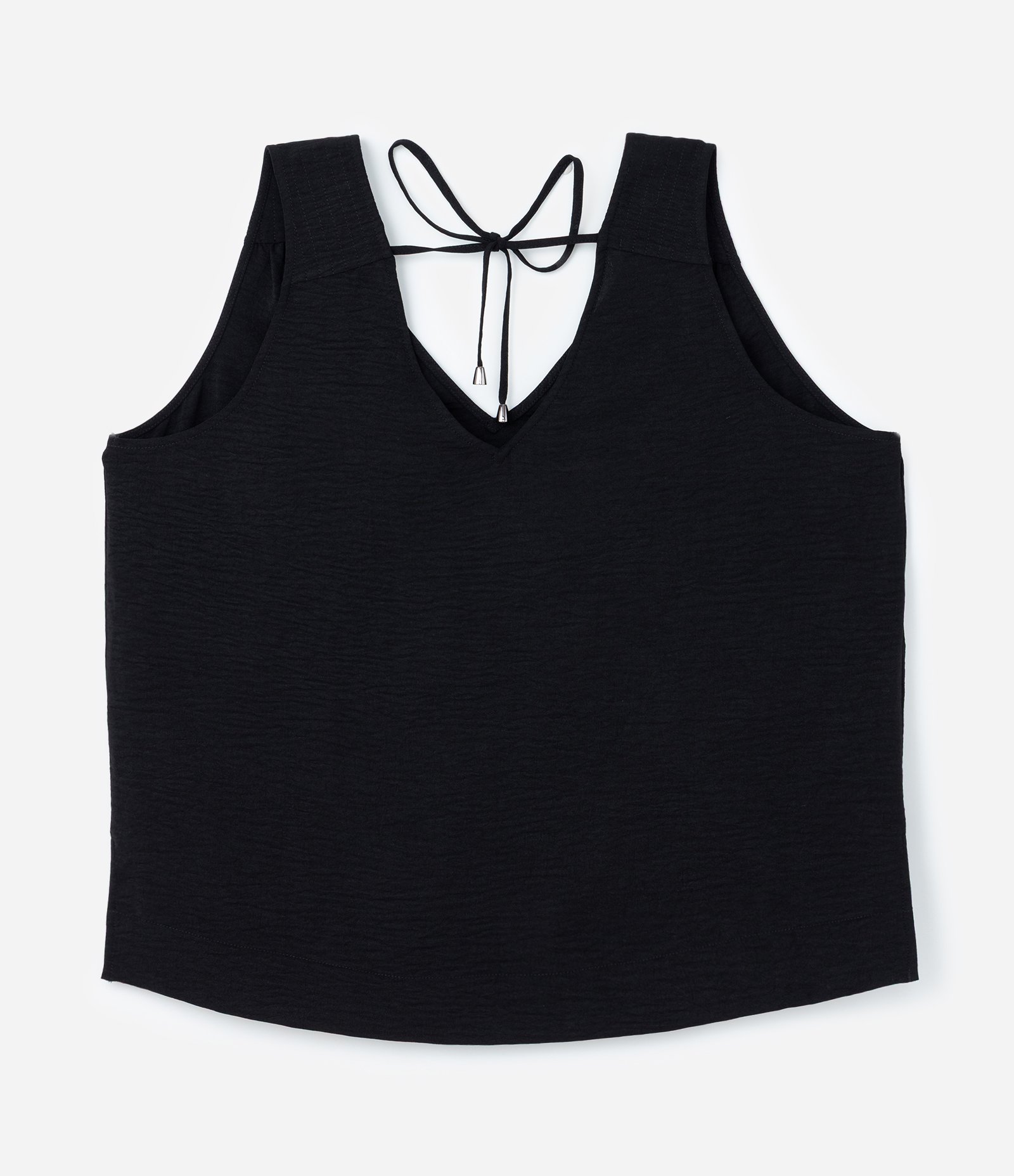 Blusa sem Manga com Decote V e Texturas Curve & Plus Size Preto 7