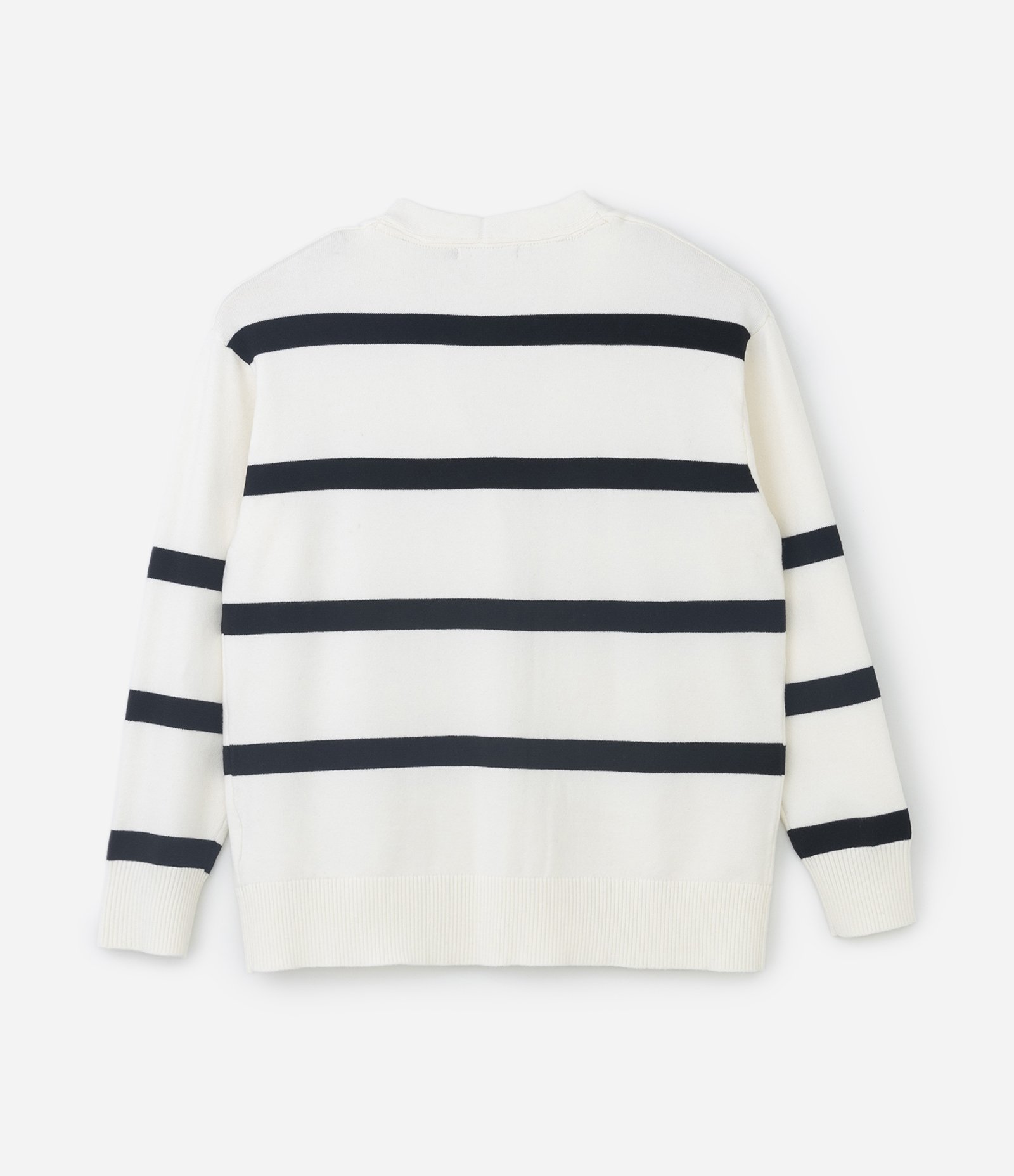 Cardigan em Tricô Listrado com Bolsos Curve & Plus Size Off White 7