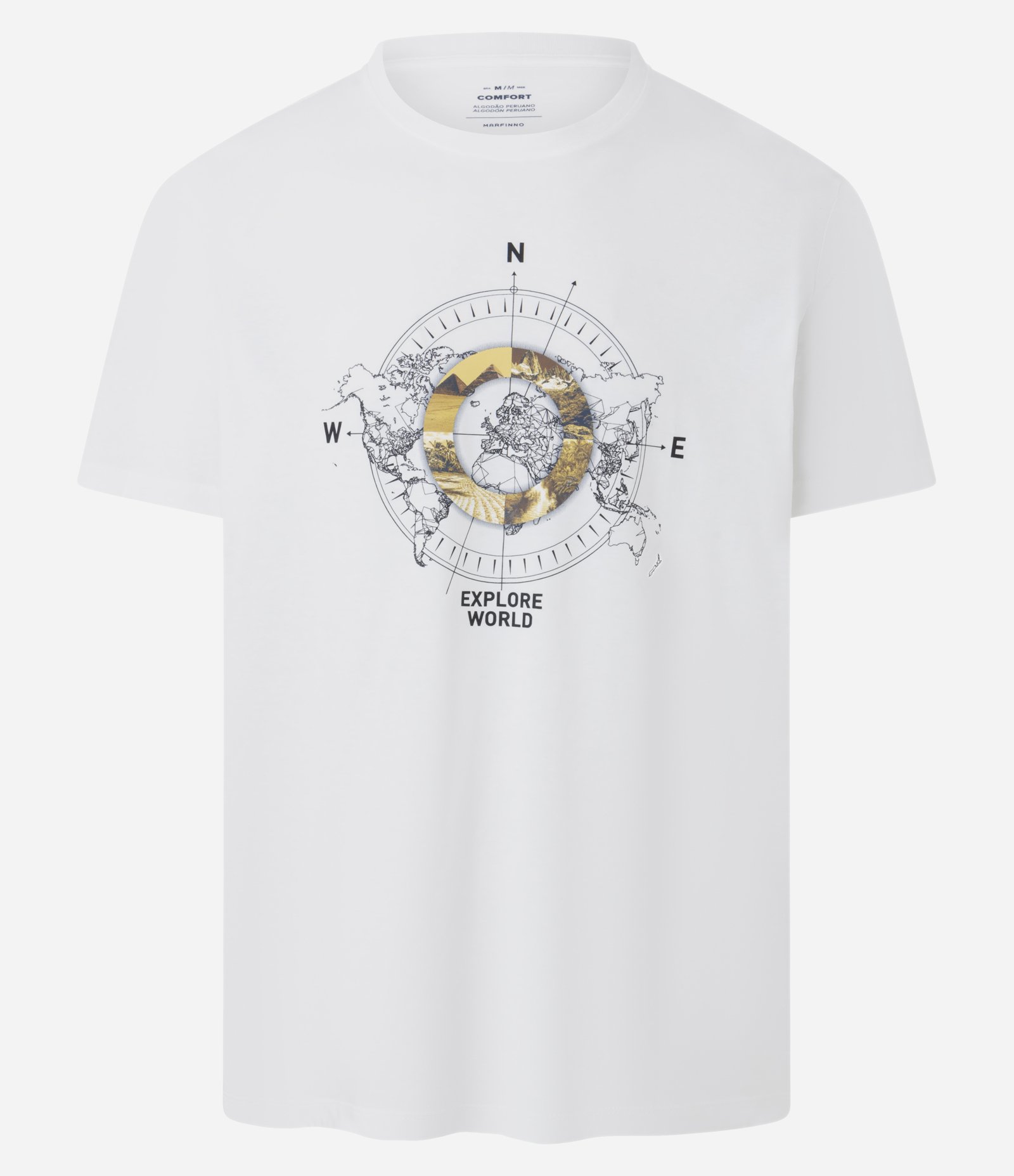Camiseta Comfort em Algodão com Estampa Bússola Explore World Branco 6