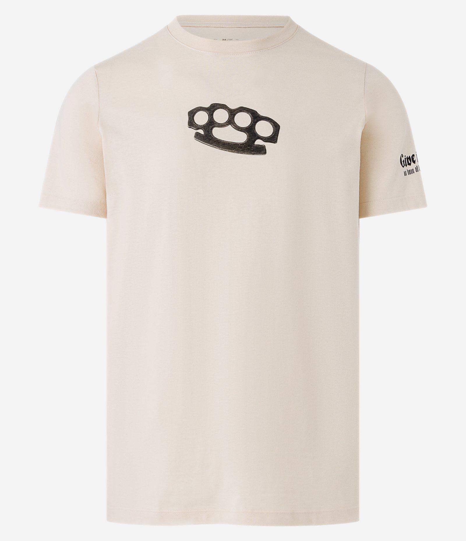 Camiseta Regular em Meia Malha com Estampa Soco Inglês Bege 1