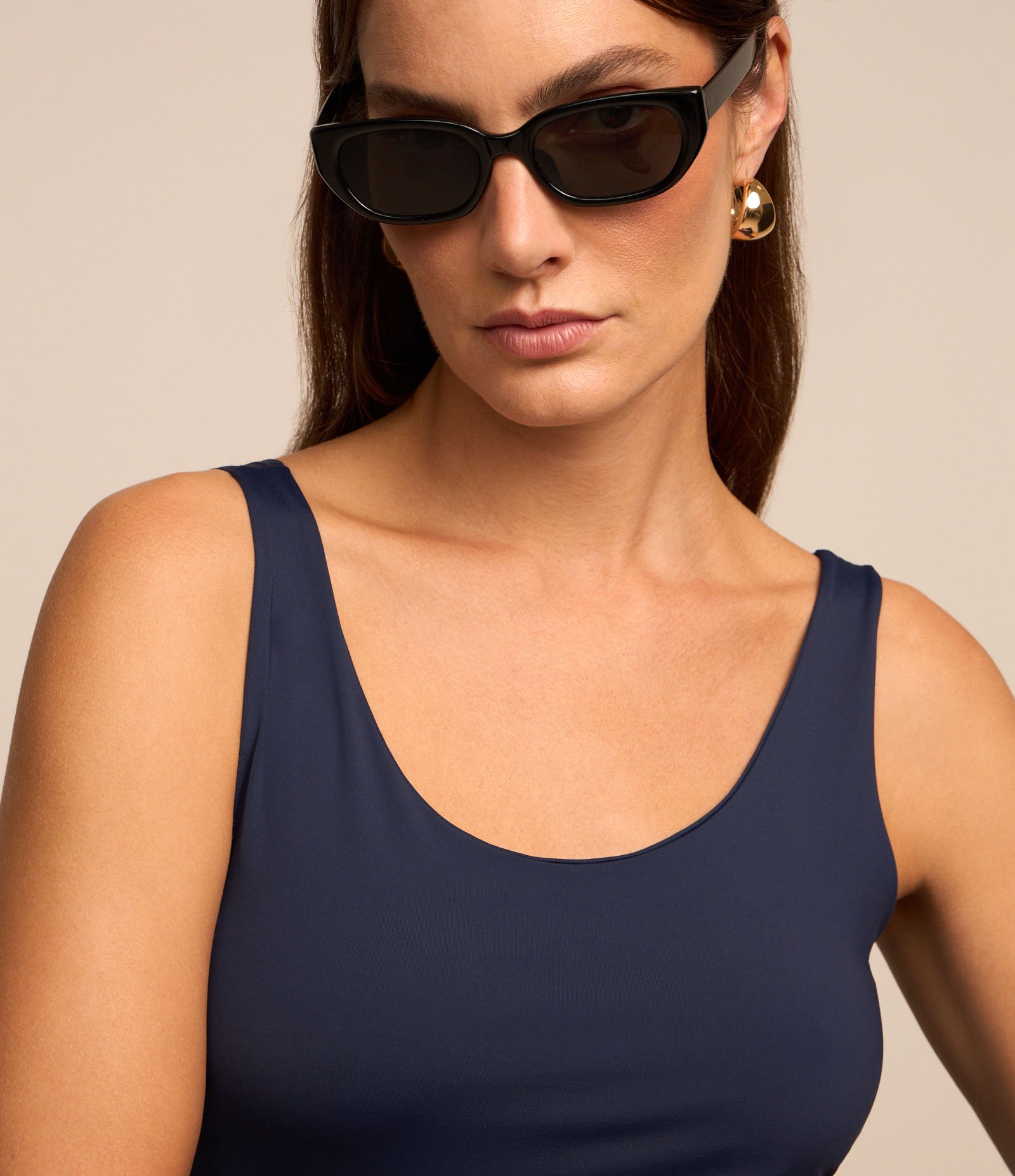 Blusa em Poliamida com Decote U e Alça Larga Azul 5