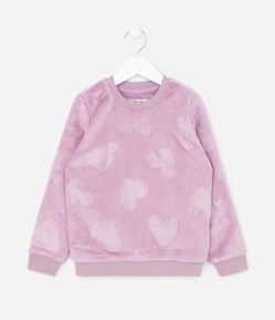 Blusão Infantil em Fleece com Textura Coração - Tam 1 A 5 Anos