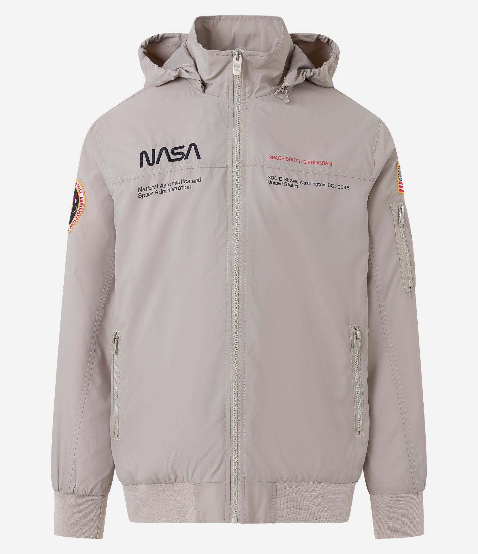 Jaqueta Quebra-Vento com Capuz e Estampa Nasa Cinza 8