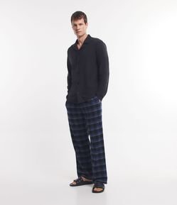 Calça de Pijama em Flanela com Estampa Xadrez