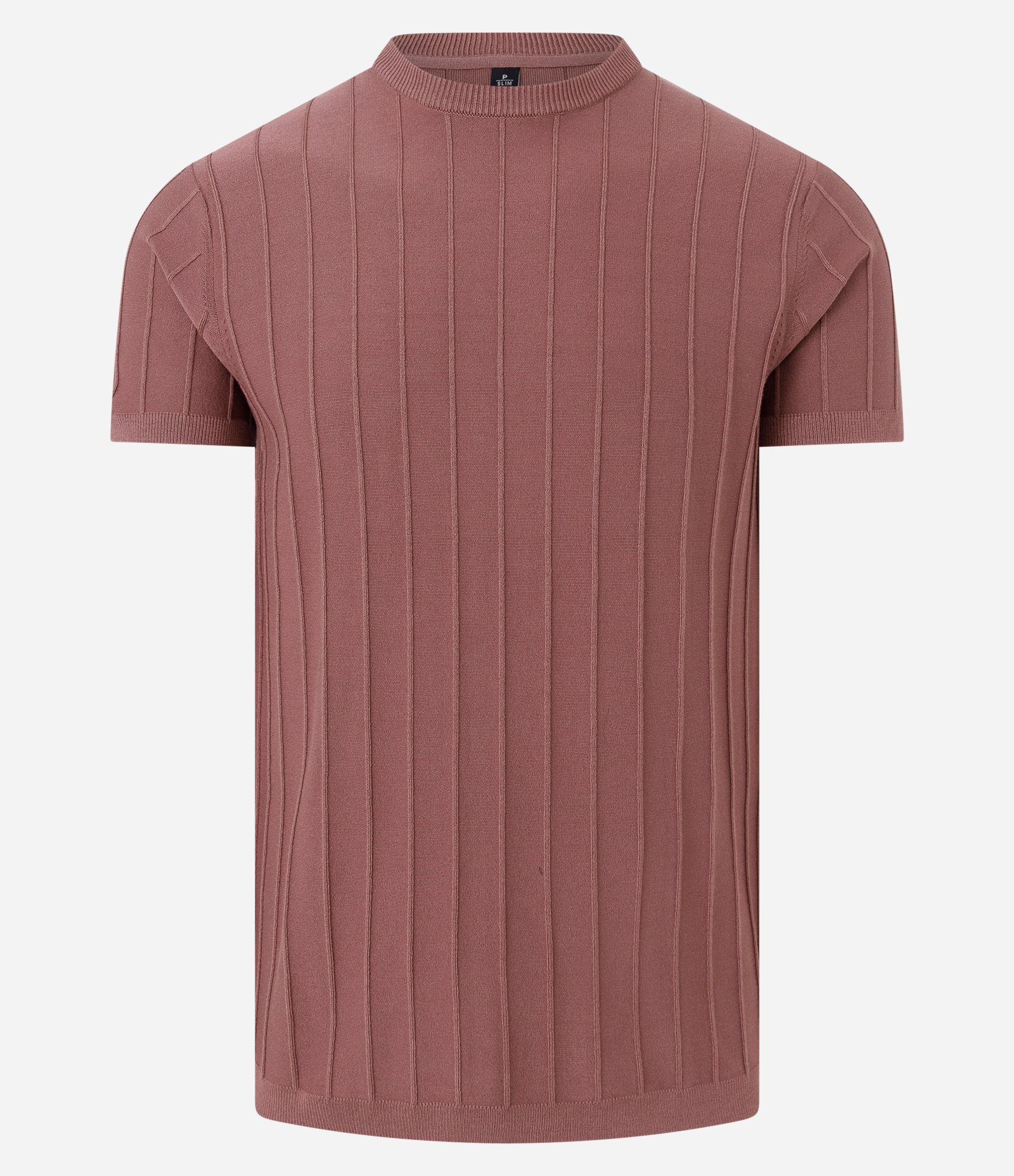Camiseta Slim em Tricô com Relevos Verticais Vermelho 7