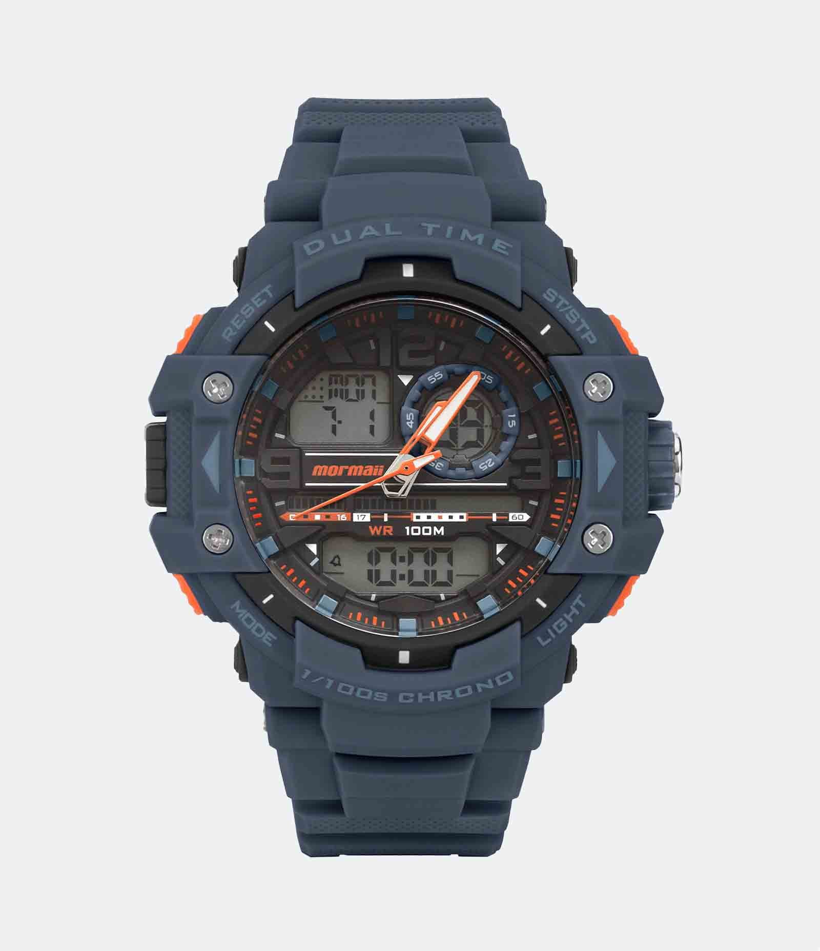 Relógio Mormaii Anadigi com Pulseira em Silicone e Caixa em Policarbonato MOMD13290A 8A Azul Matte 1