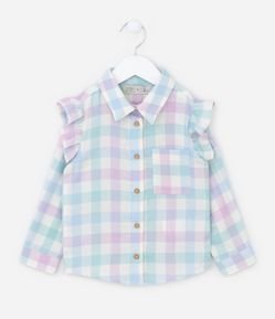 Camisa Infantil em Tricoline com Estampa Xadrez - Tam 1 a 5 Anos