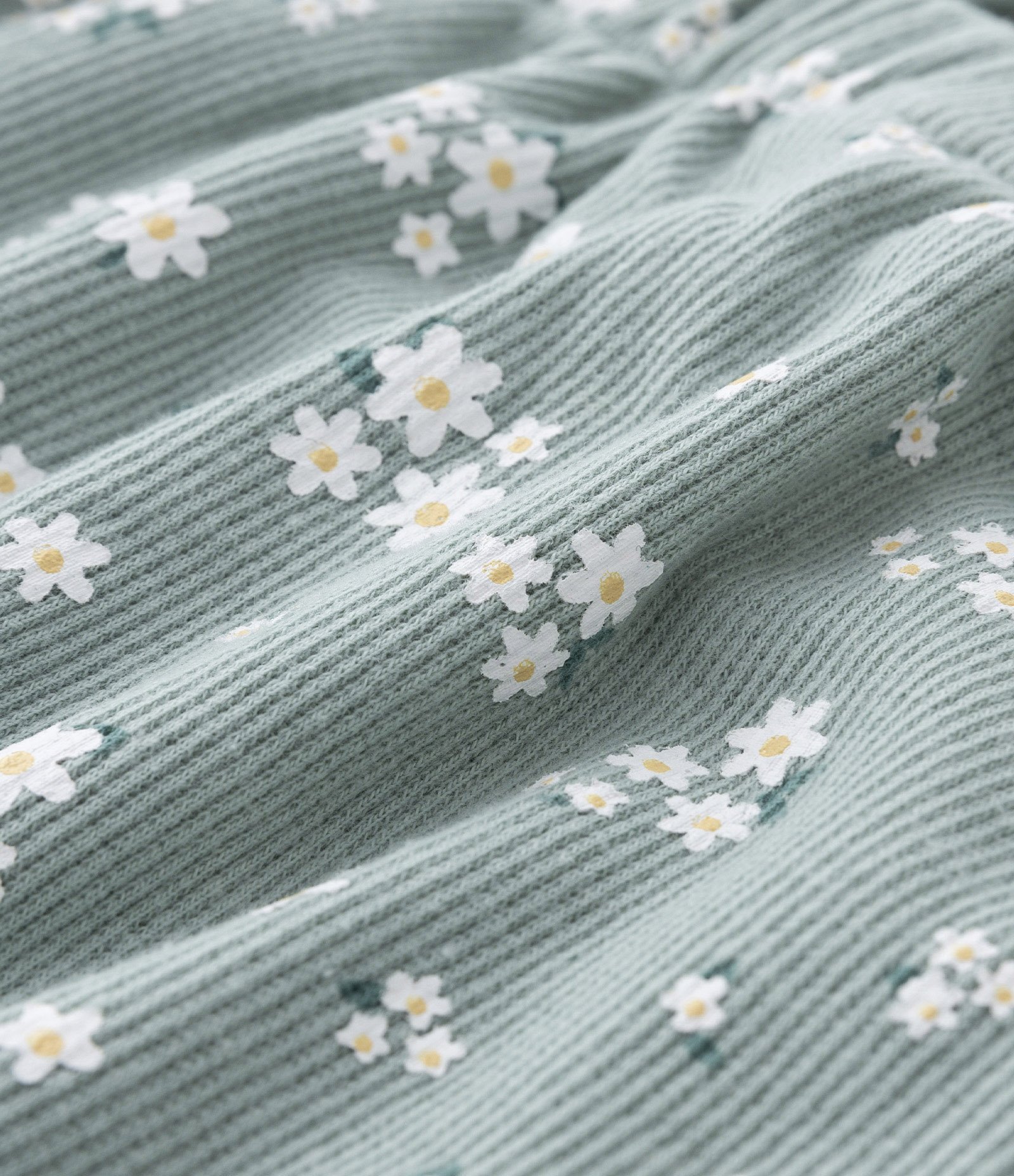 Macaquinho Infantil Canelado com Estampa de Florzinhas - Tam 0 a 18 meses Verde 4