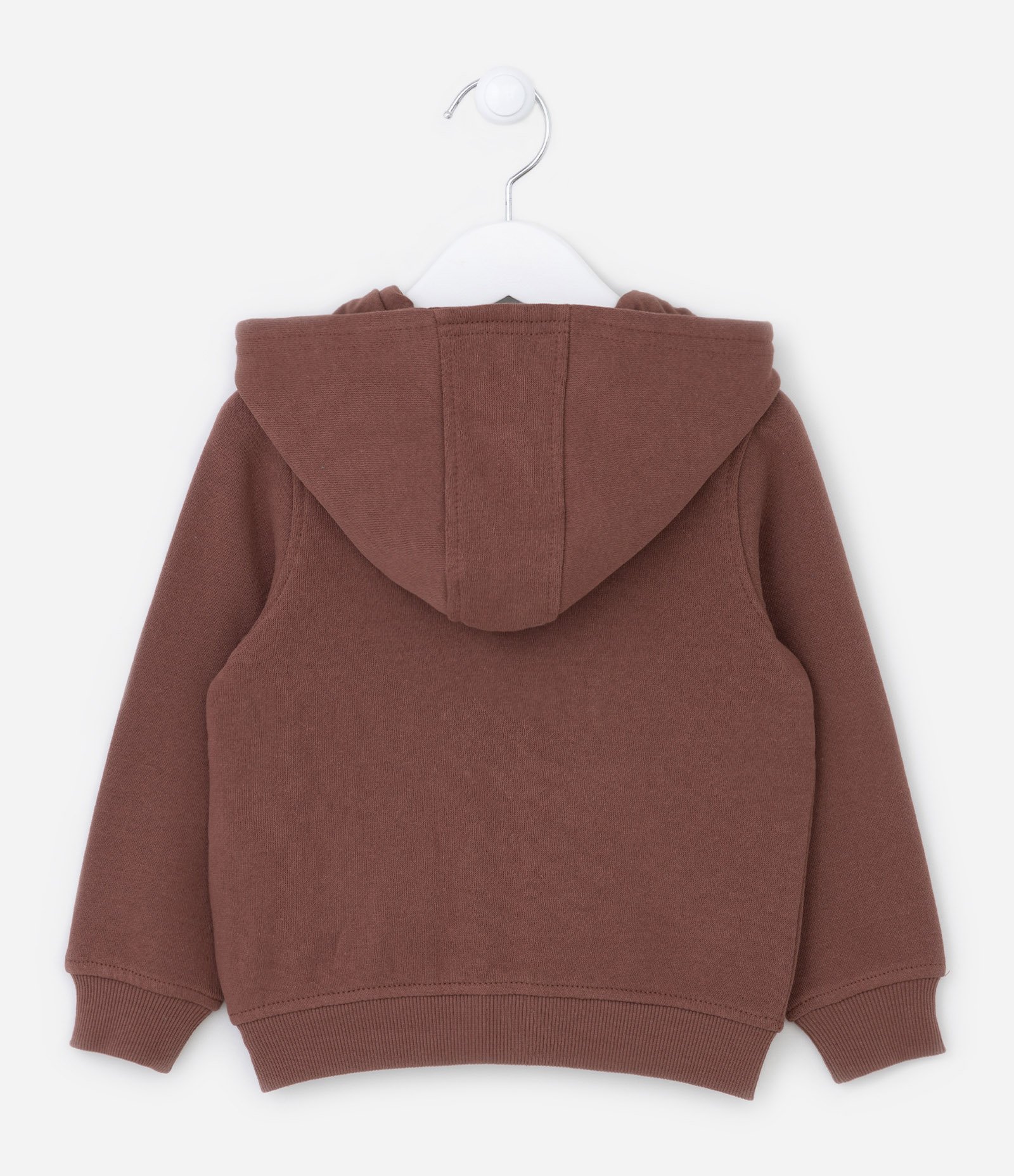 Blusão Infantil Básico Liso com Capuz e Bolso - Tam 1 a 4 anos Marrom 2
