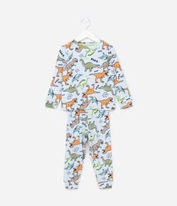 Pijama Infantil em Fleece com Toque Suave Estampa Dinos - Tam 2 a 10 anos