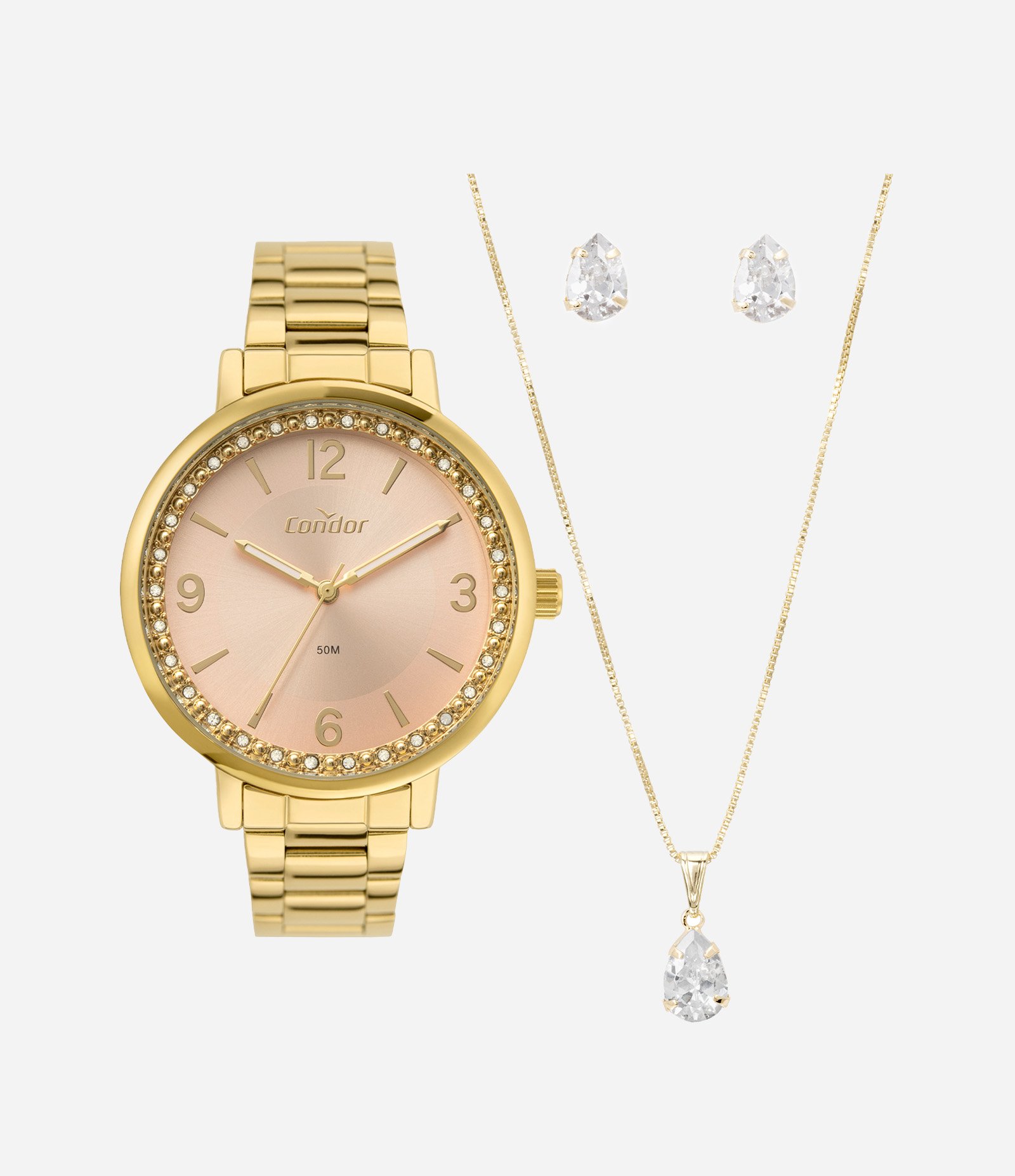 Kit Relógio Condor Feminino Analógico com Pulseira e Caixa em MetalCOPC21JLB K4J U 5