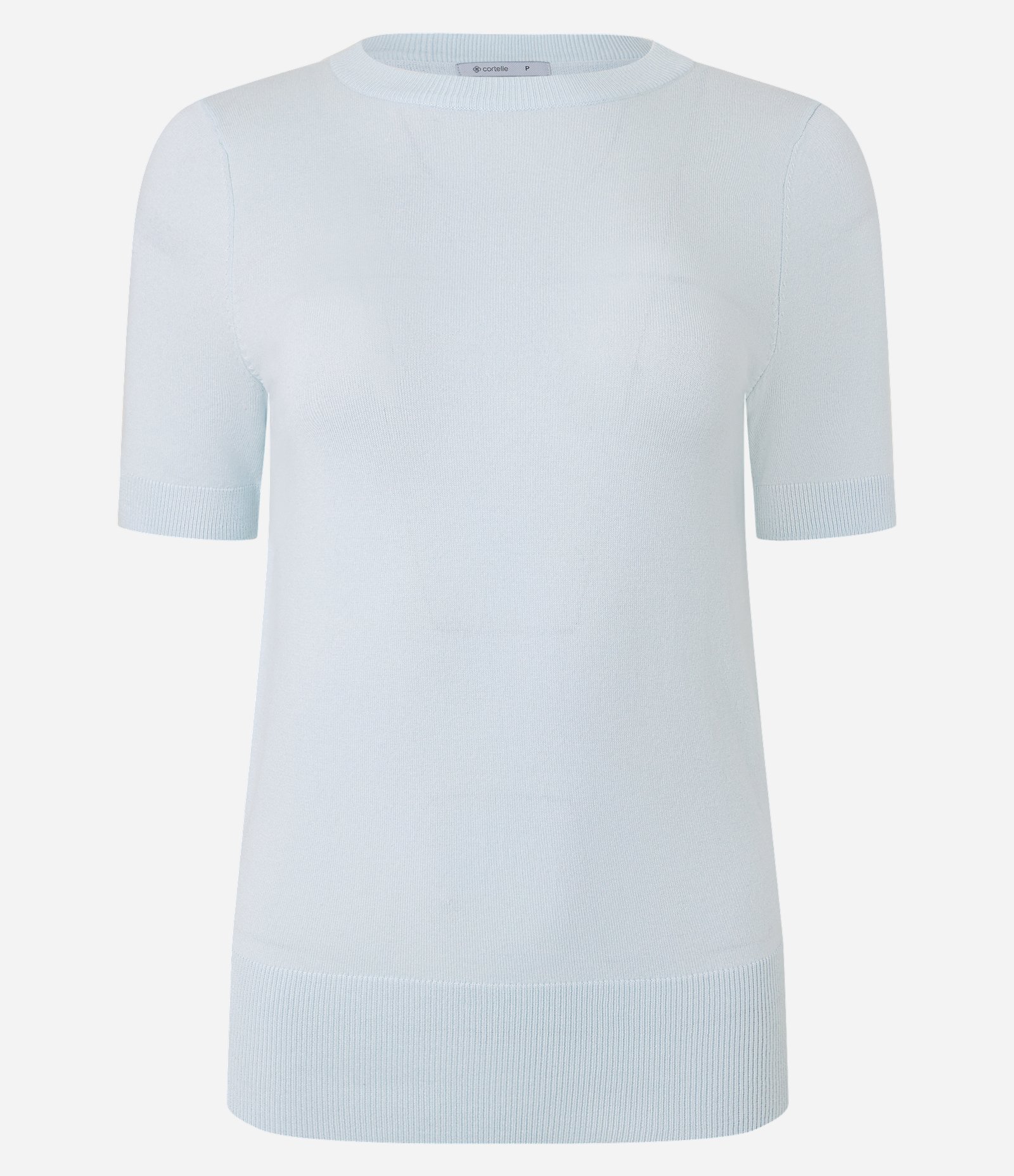 Blusa Básica em Tricô com Barra Canelada Azul Bebê 6