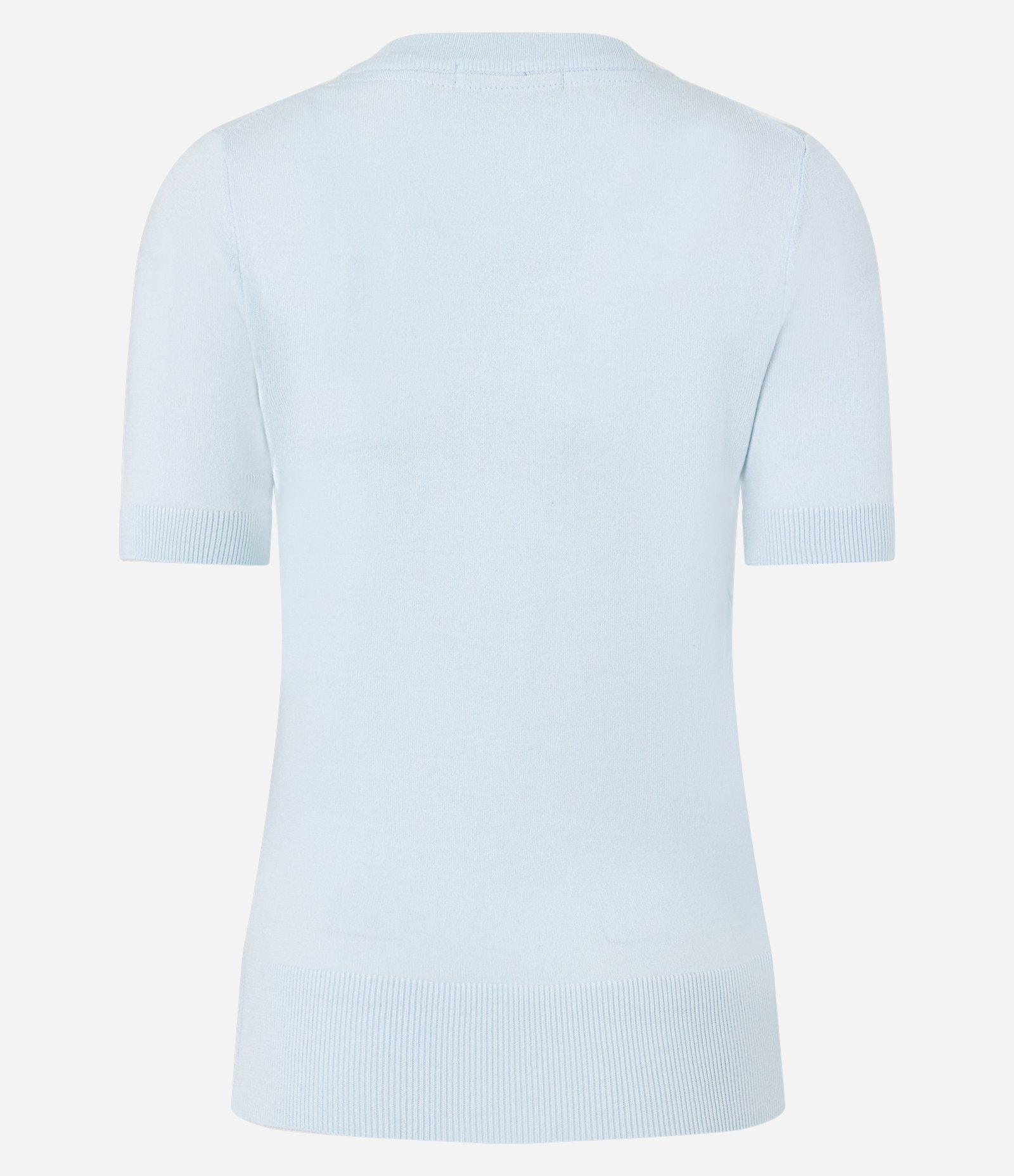 Blusa Básica em Tricô com Barra Canelada Azul Bebê 8