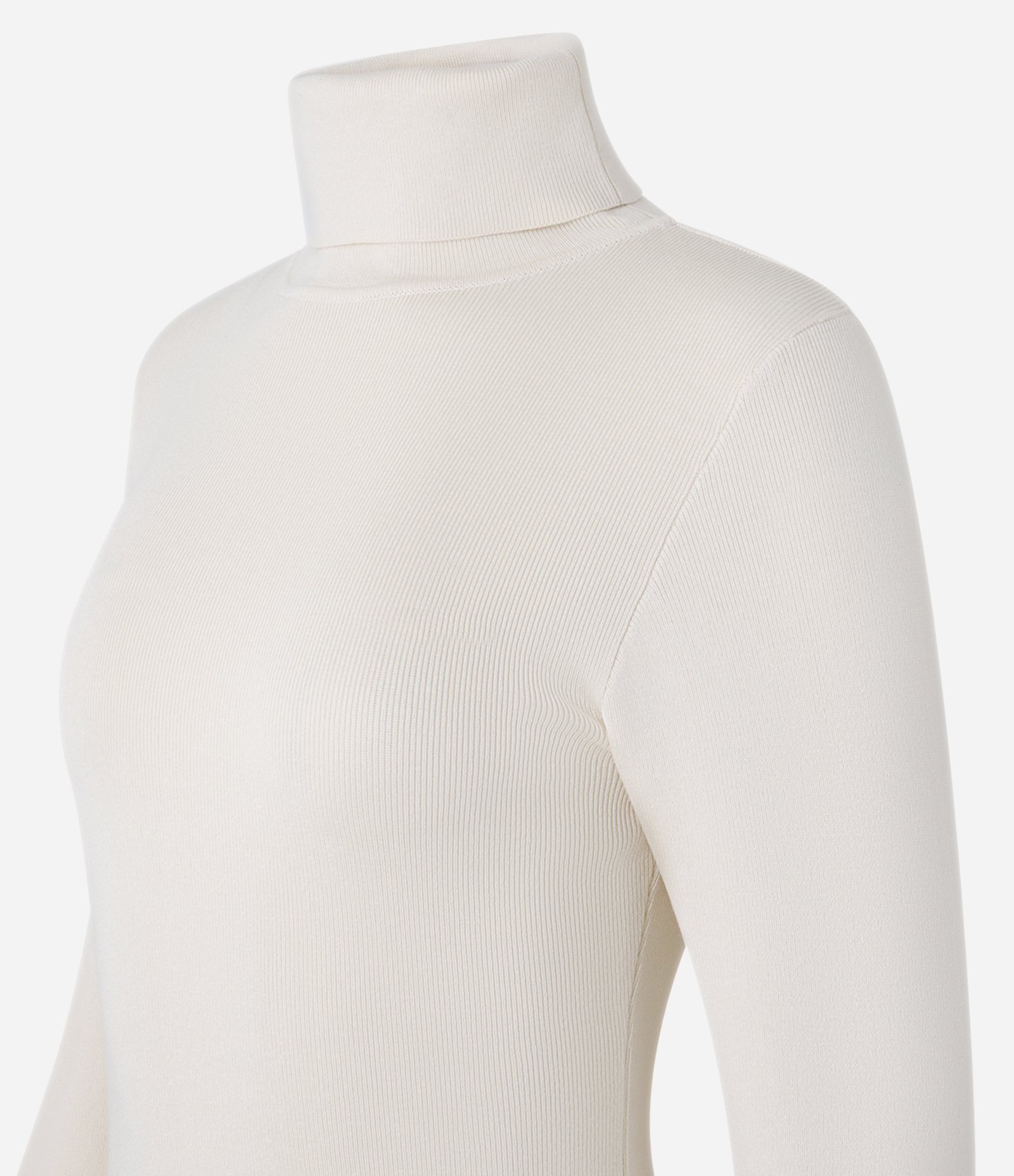 Suéter em Tricô com Gola Alta Estruturada Off White 2
