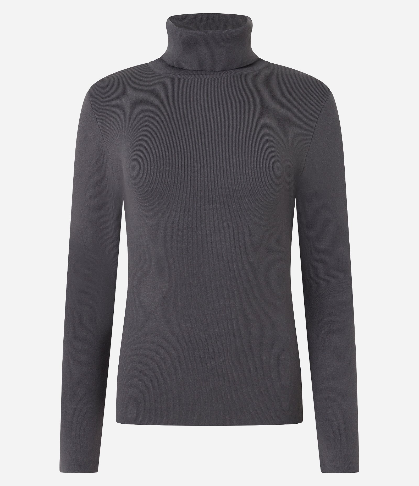 Suéter em Tricô com Gola Alta Estruturada Cinza Escuro 5