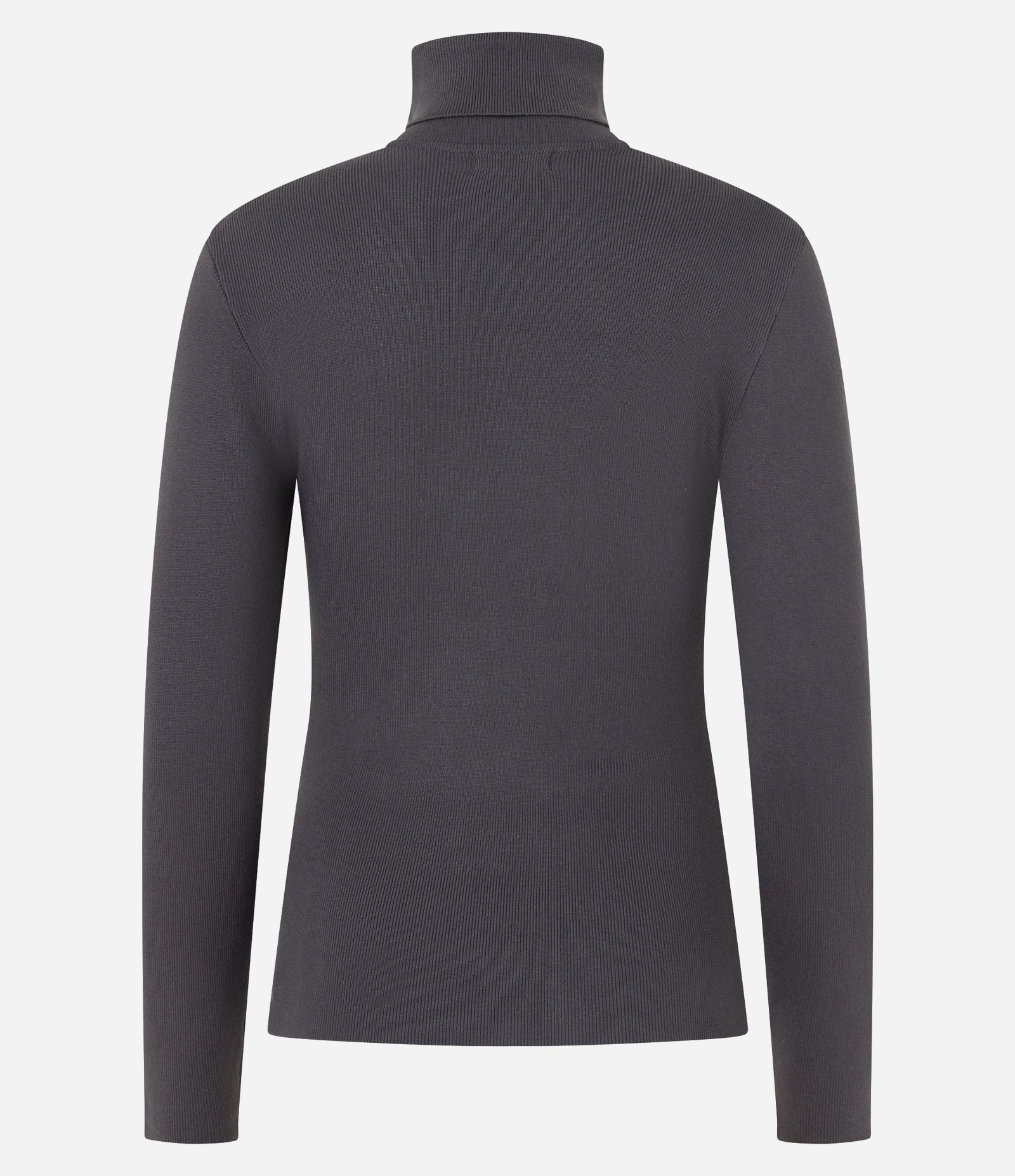 Suéter em Tricô com Gola Alta Estruturada Cinza Escuro 6