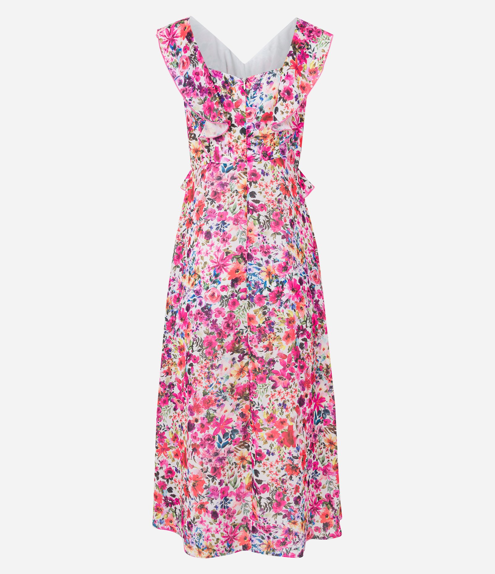 Vestido Midi em Crepe com Estampa Floral e Babados Multicores 7