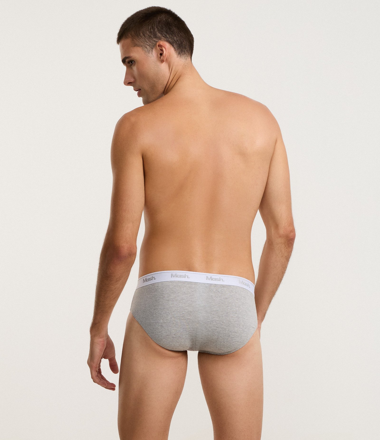 Kit 03 Cuecas Slip em Meia Malha com Cós Elástico Mash Preto/ Cinza 8