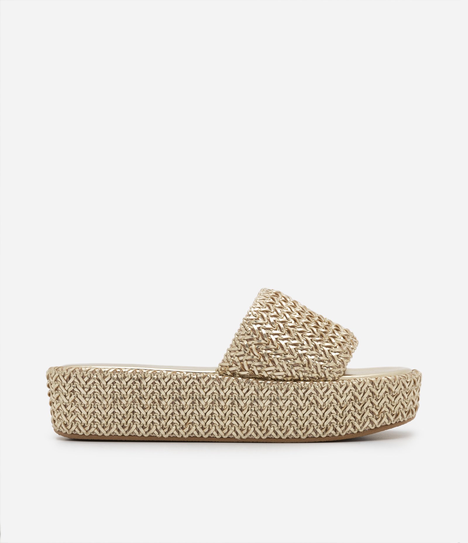 Sandália Flatform com Tressê Bege 1