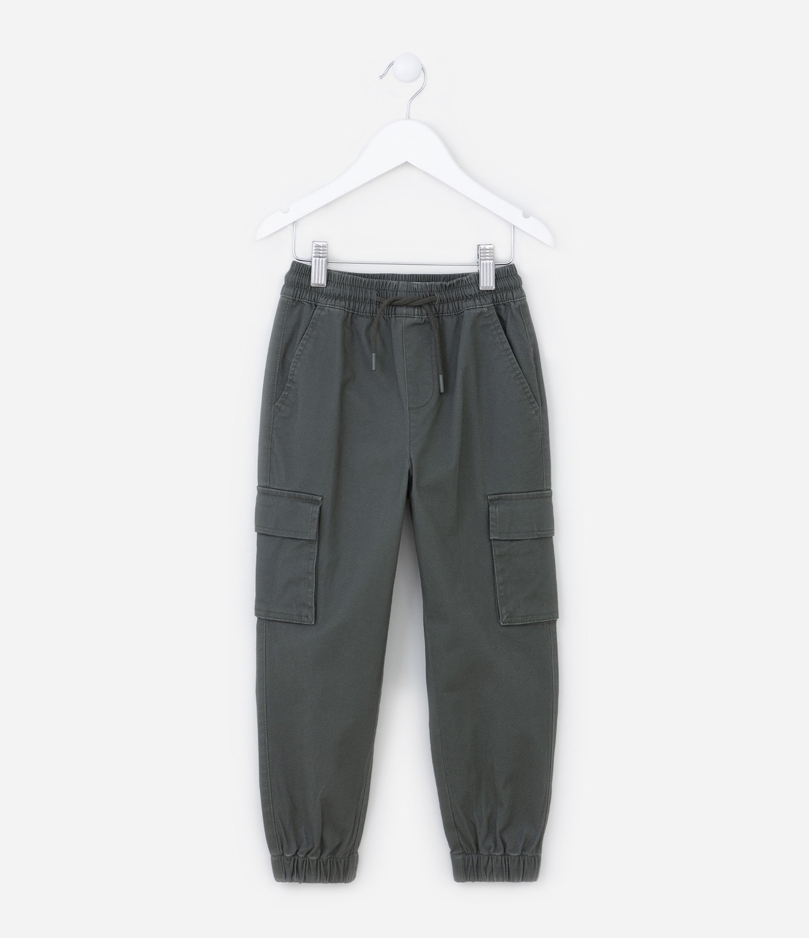 Calça Jogger Infantil com Bolsos Cargo - Tam 5 a 14 anos Verde 1