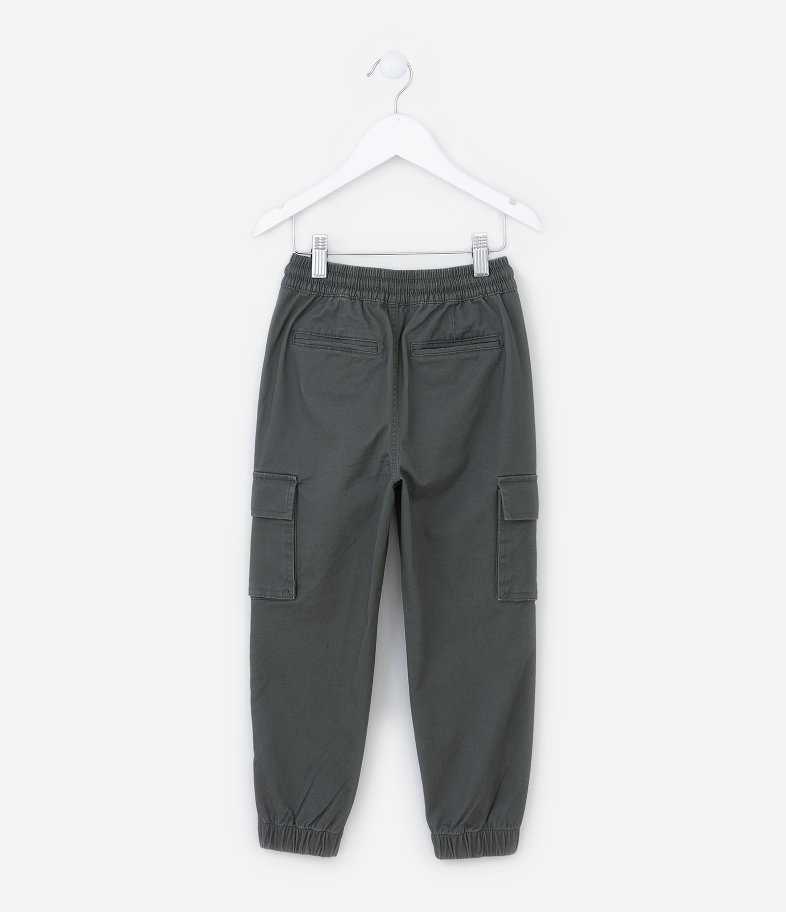 Calça Jogger Infantil com Bolsos Cargo - Tam 5 a 14 anos Verde 2