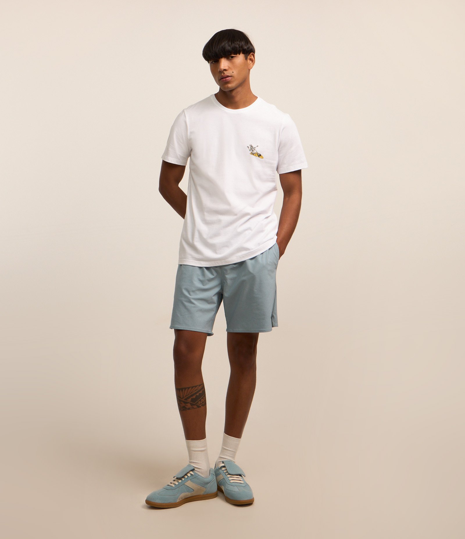 Bermuda Mescla com Cós Elástico e Amarração 1