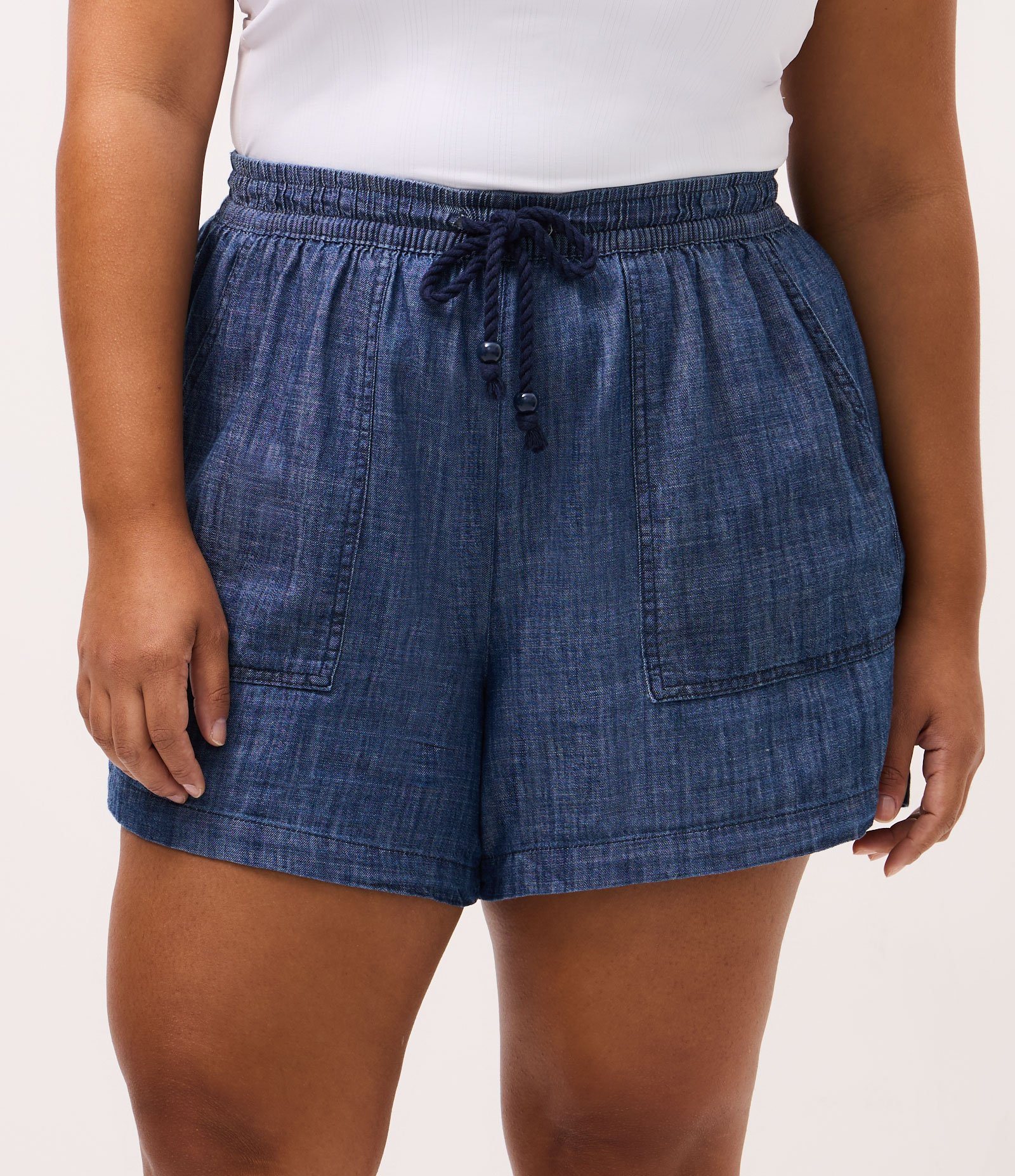 Short Comfy em Sarja e Amarração no Cós Curve & Plus Size Azul 2