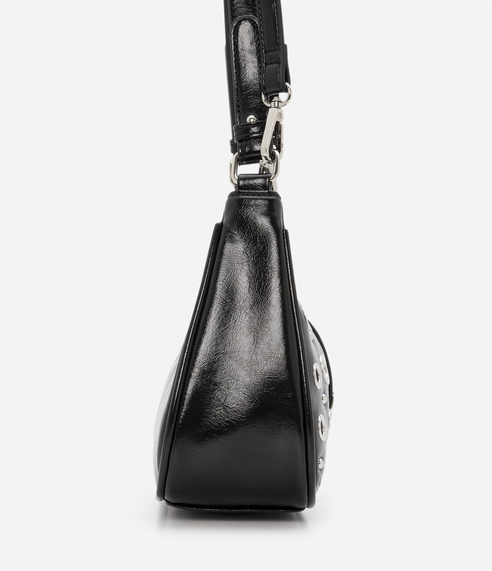 Bolsa Baguete em PU com Detalhes de Ilhós Preto 3