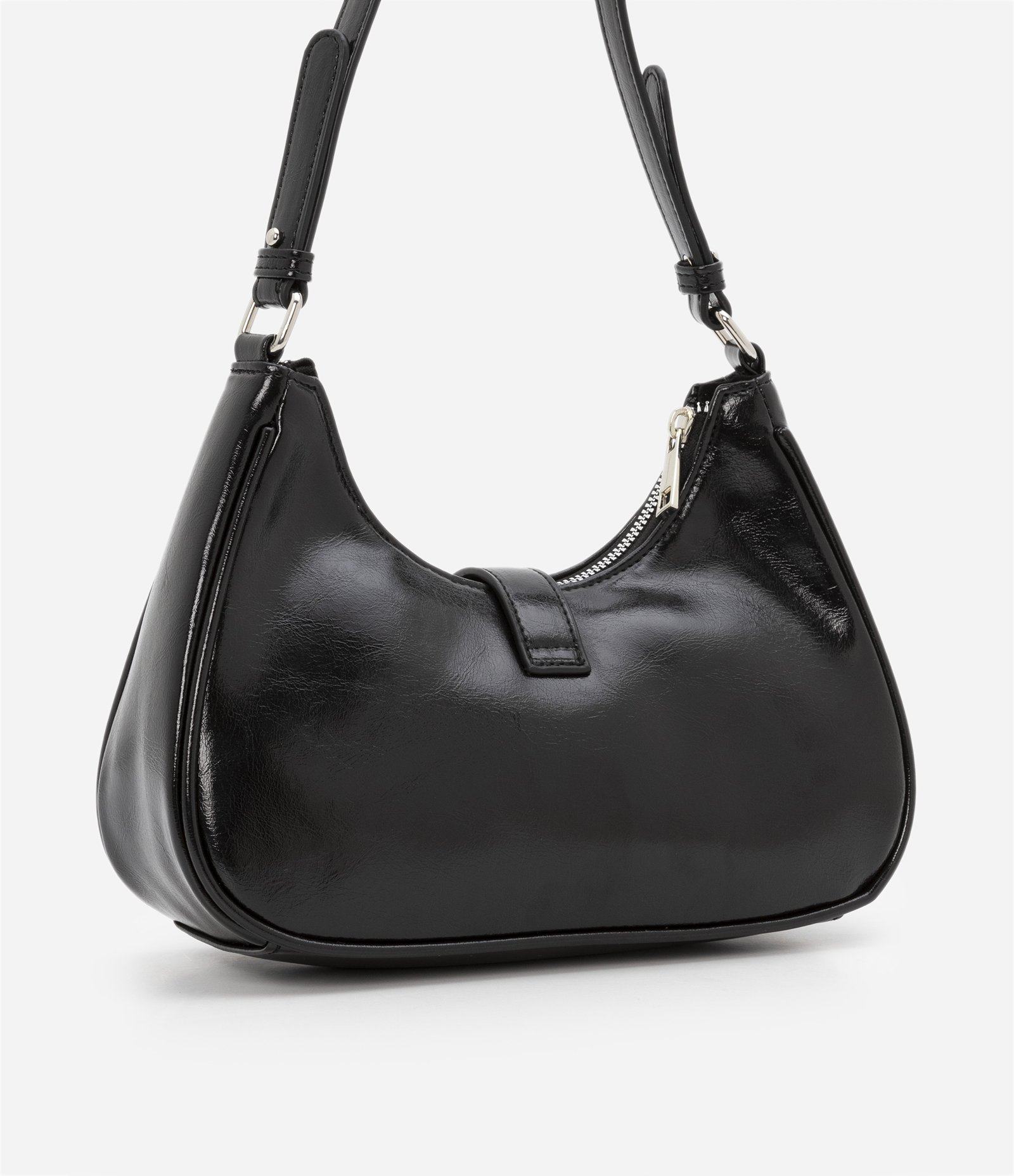 Bolsa Baguete em PU com Detalhes de Ilhós Preto 5