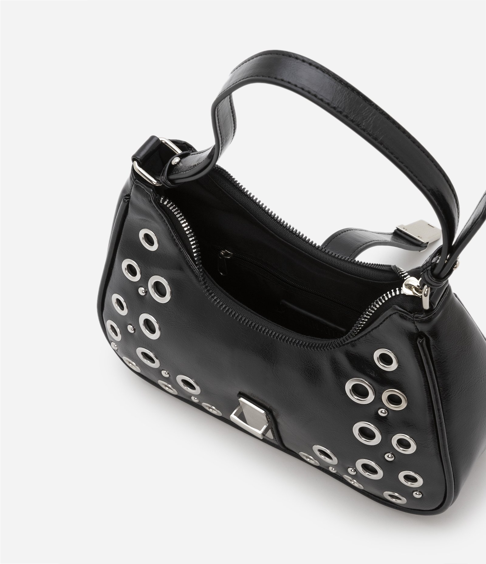 Bolsa Baguete em PU com Detalhes de Ilhós Preto 6