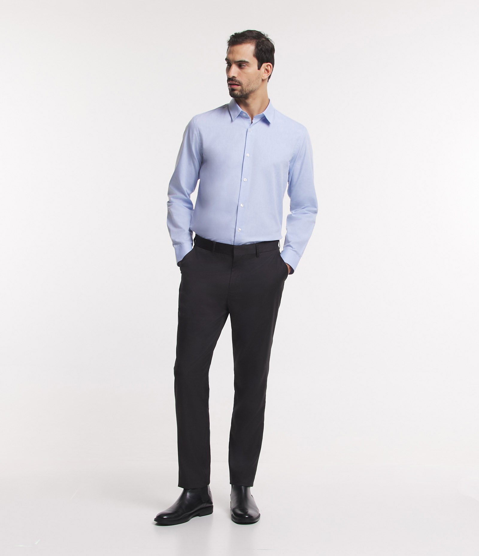 Camisa Regular Básica em Oxford Azul Claro 2