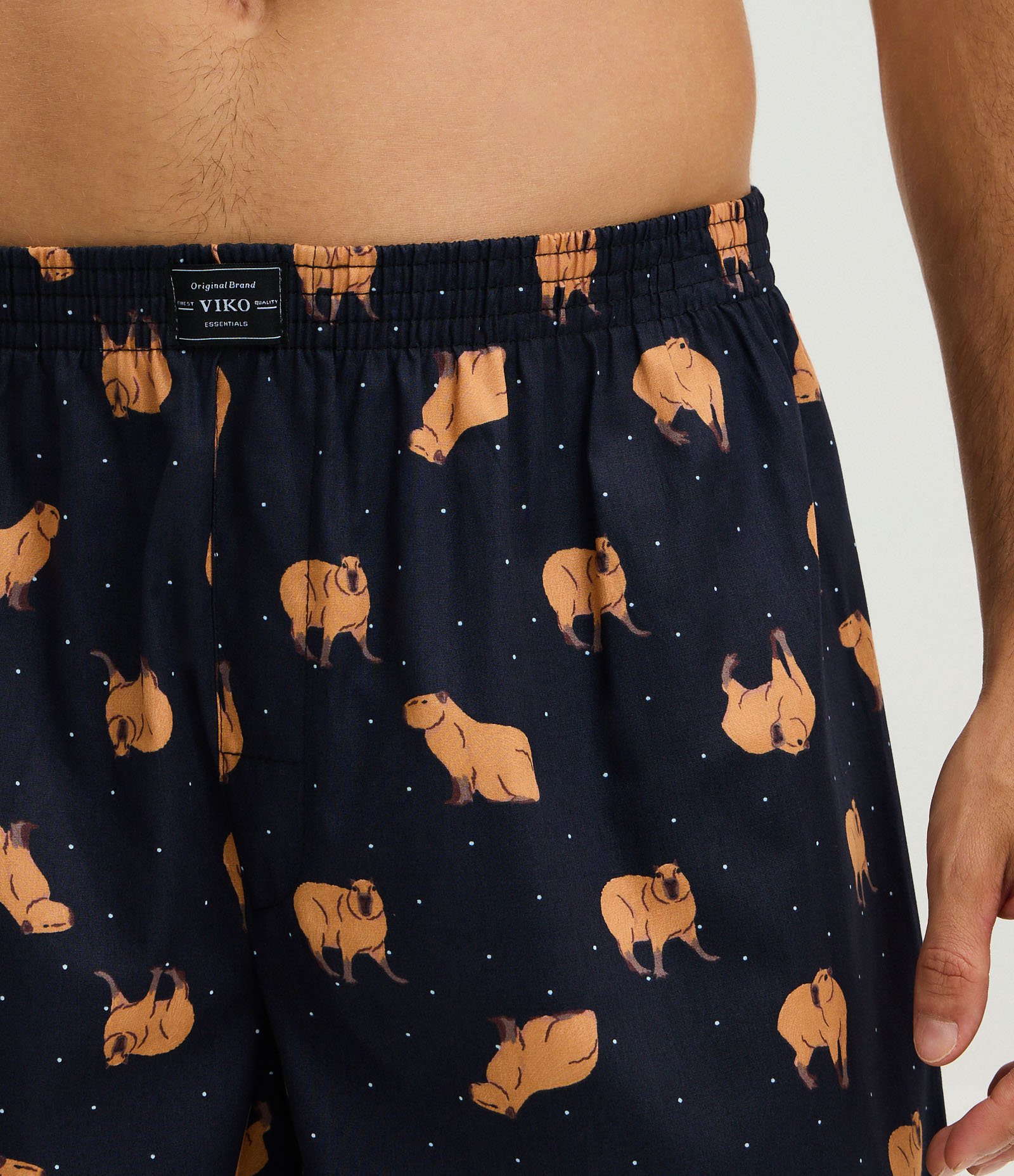 Cueca Samba Canção em Meia Malha com Estampa de Capivara Azul Escuro 3