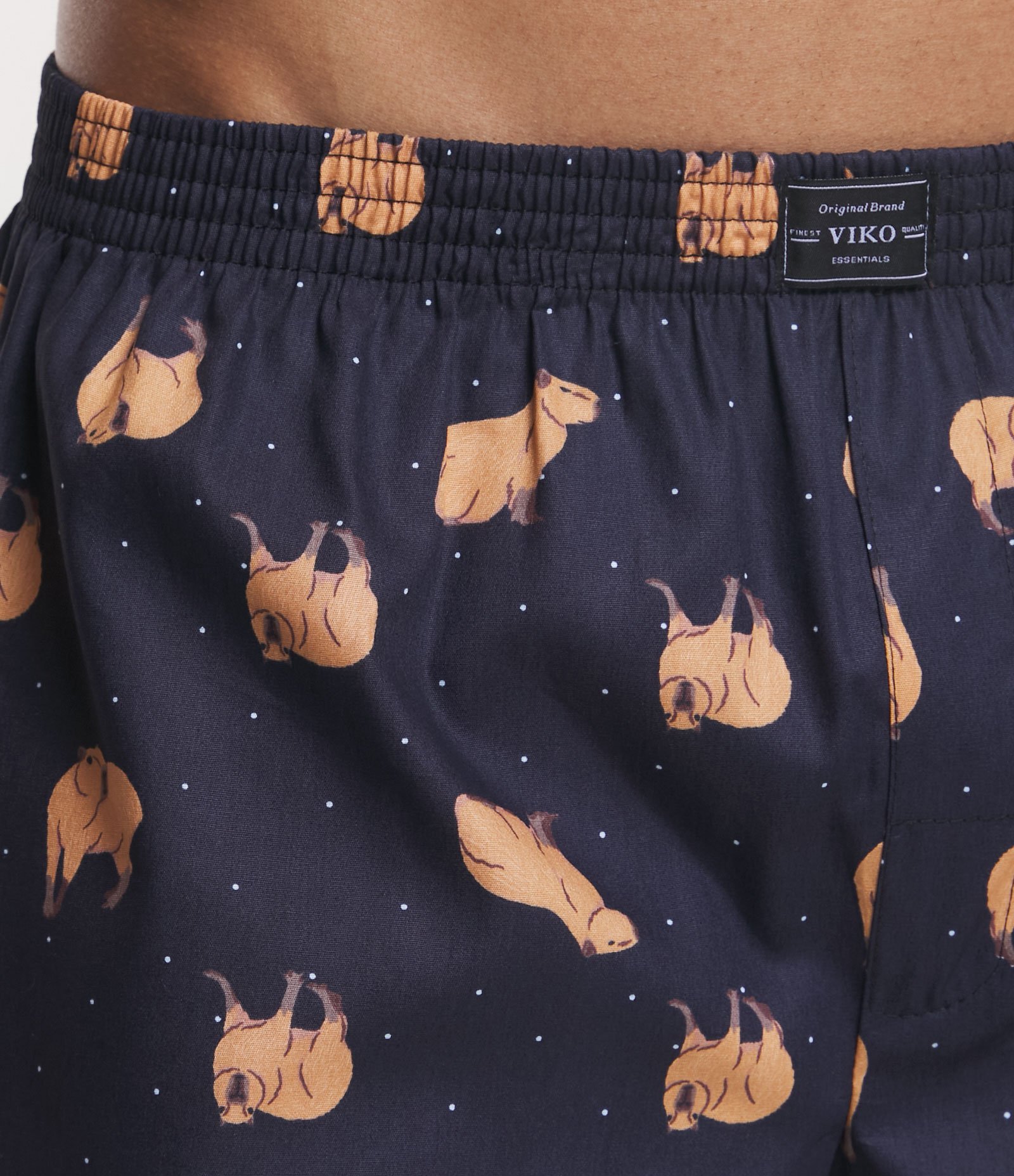 Cueca Samba Canção em Meia Malha com Estampa de Capivara Azul Escuro 4