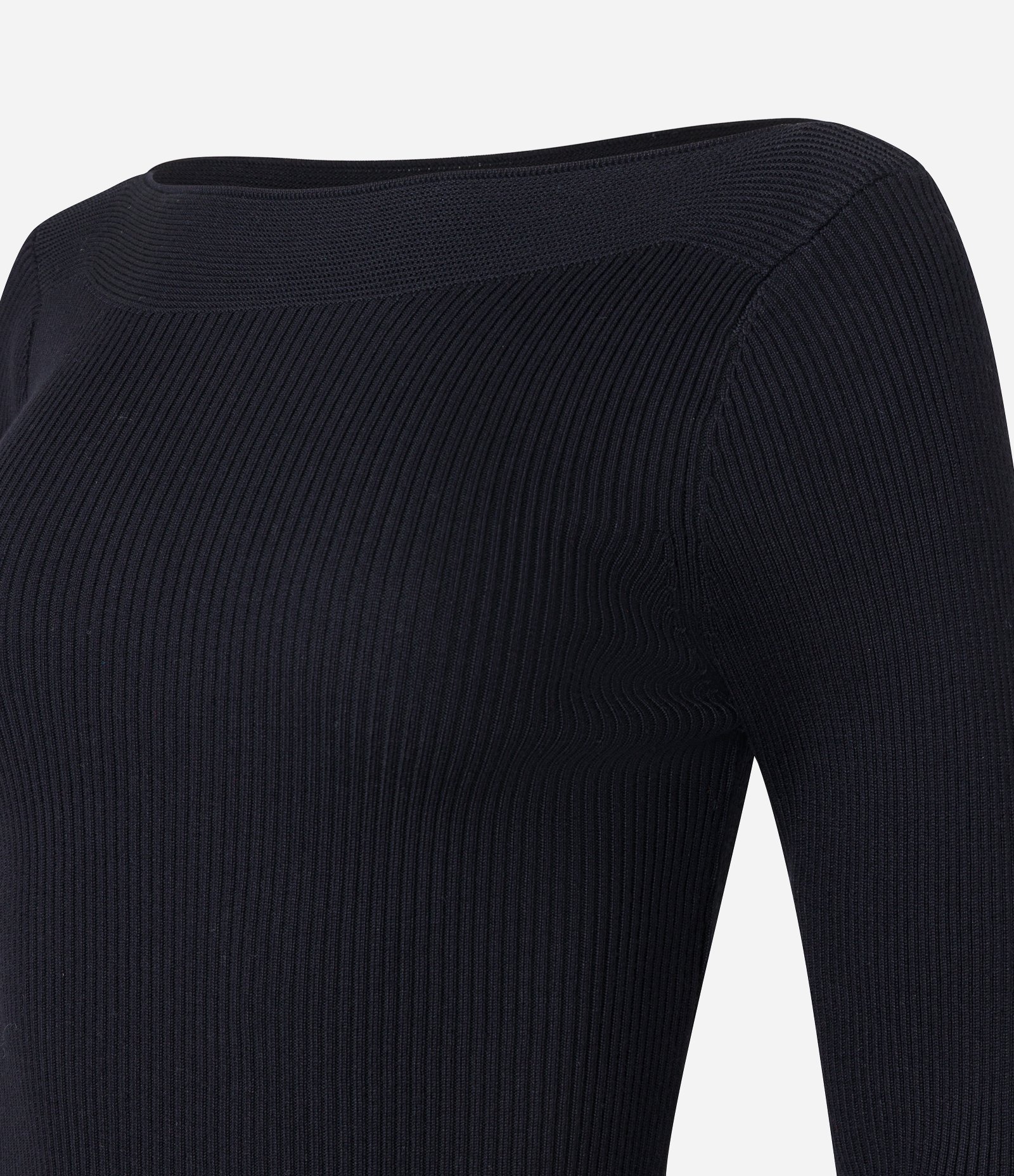 Blusa em Tricô com Gola Canoa e Textura Canelada Preto 7